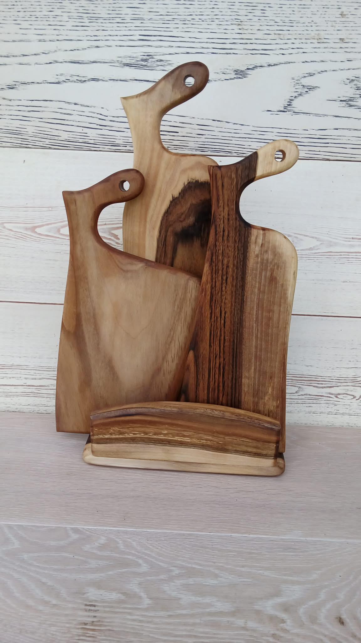 Handmade Set of 3 Wood Chopping Boards : Wooden Cutting Boards, Rustic Cheese & Charcuterie Platter — image 2