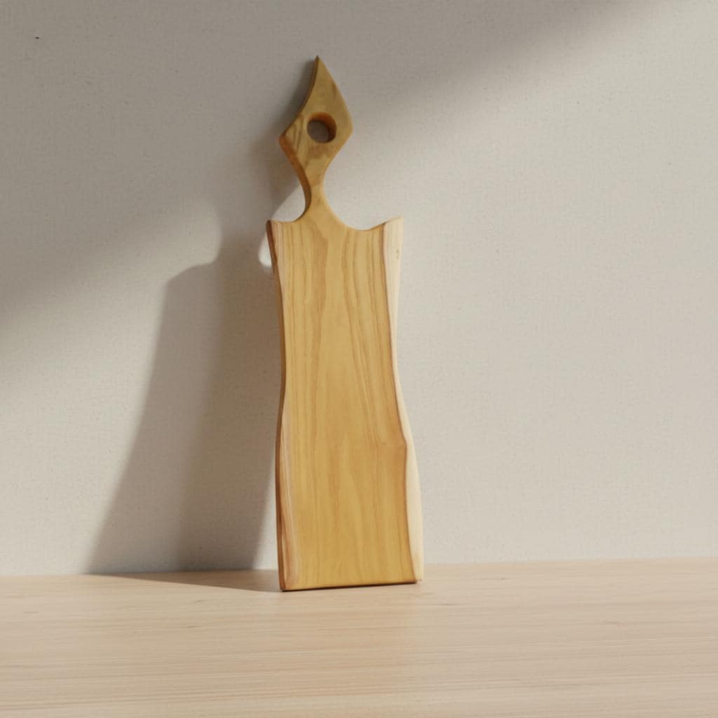Solid Walnut Wood Chopping Board, Rustic Farmhouse Kitchen Decor, Asymmetric Handle — image 2