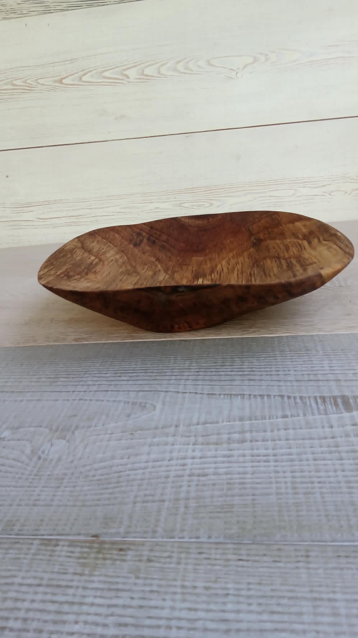 Hand Carved Rustic Wooden Bowl: Walnut wood, Natural Grain — image 10