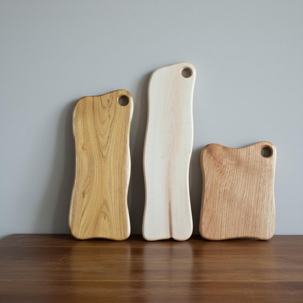 Set of 3 Handmade Wooden Chopping Boards: Oak, Walnut, Acacia Serving Platters — image 2