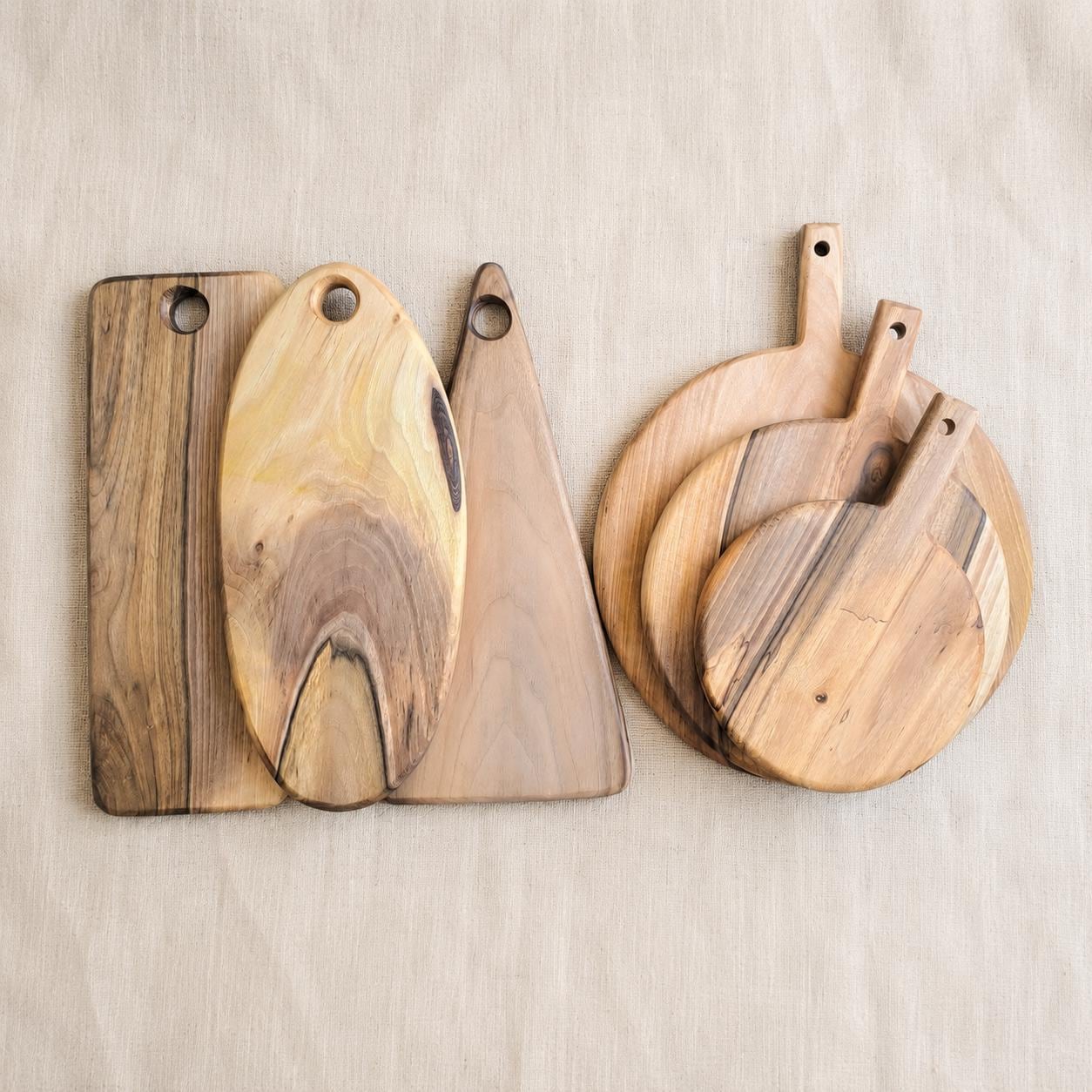 Handmade Walnut Chopping Serving Board Set, Rustic Charcuterie Cheese Boards