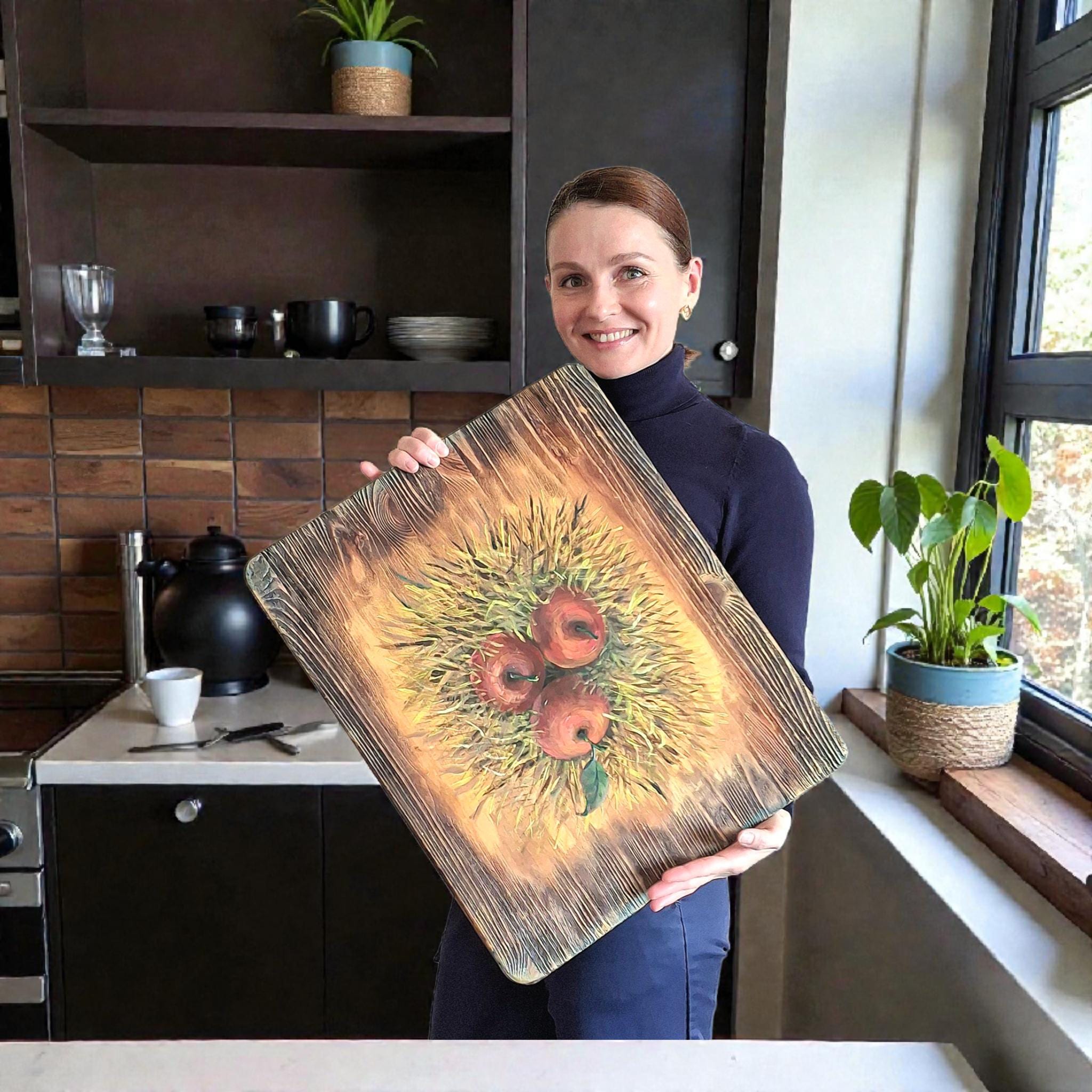 HandmadeTtray with brush-texturing and Hand-Painting: Rustic Farmhouse Decor