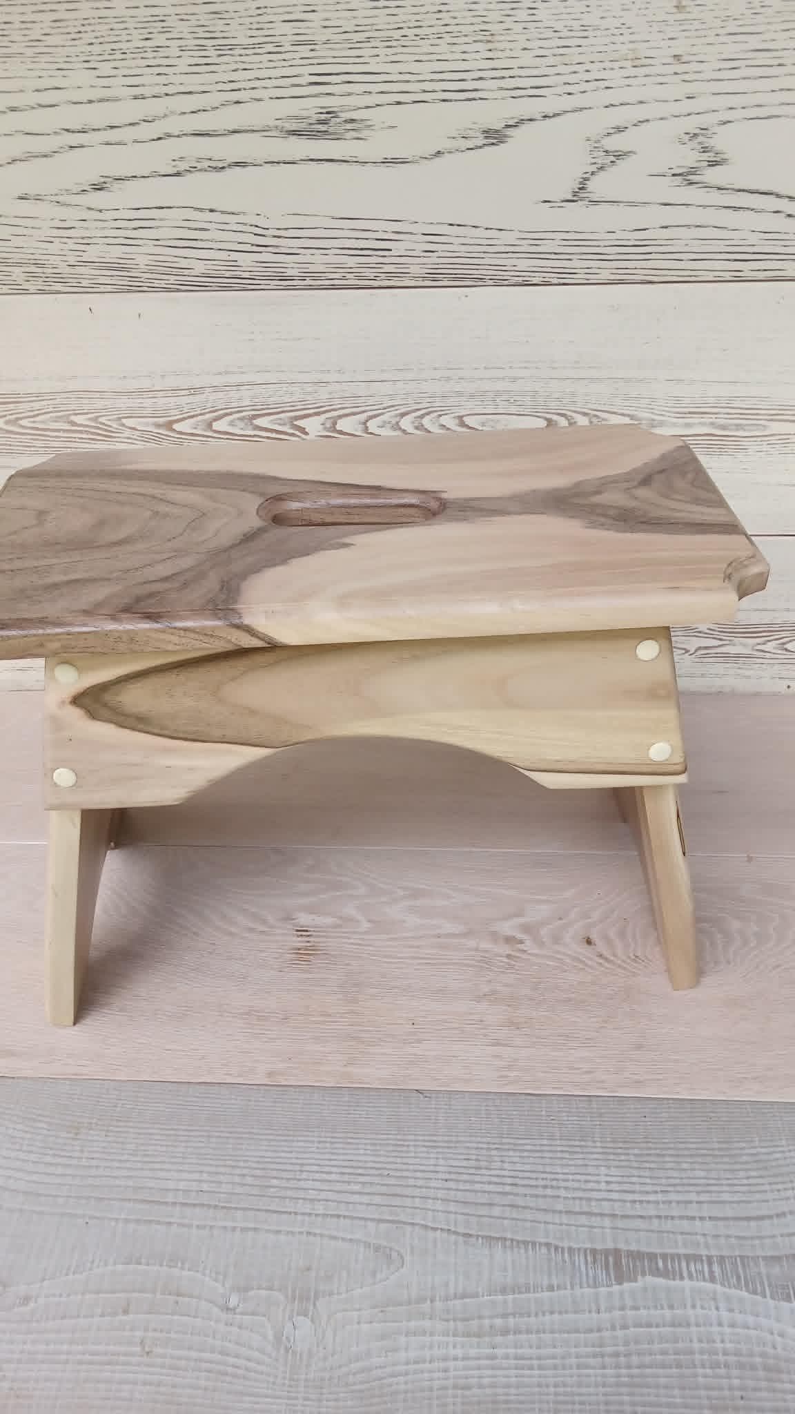 Handmade Walnut Milking Stool: Rustic Step Stool Plant Stand — image 7