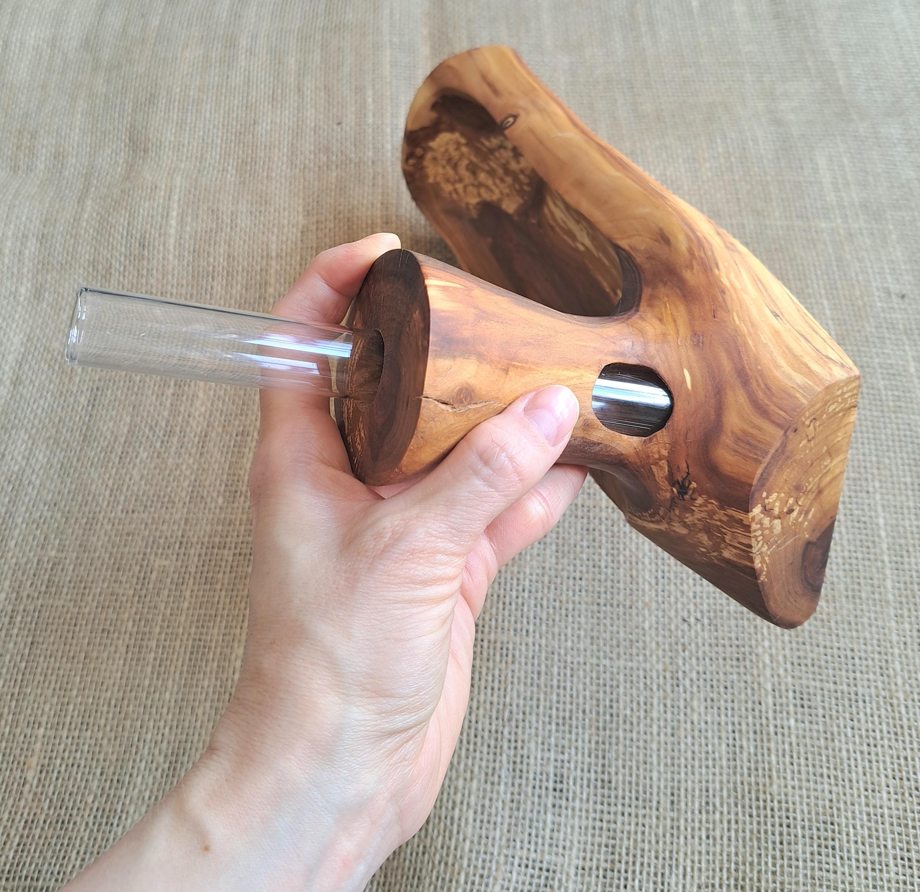 Handmade Wooden Bowl with Bud Vase, Rustic Centerpiece Organizer from Spalted Apple Wood — image 4