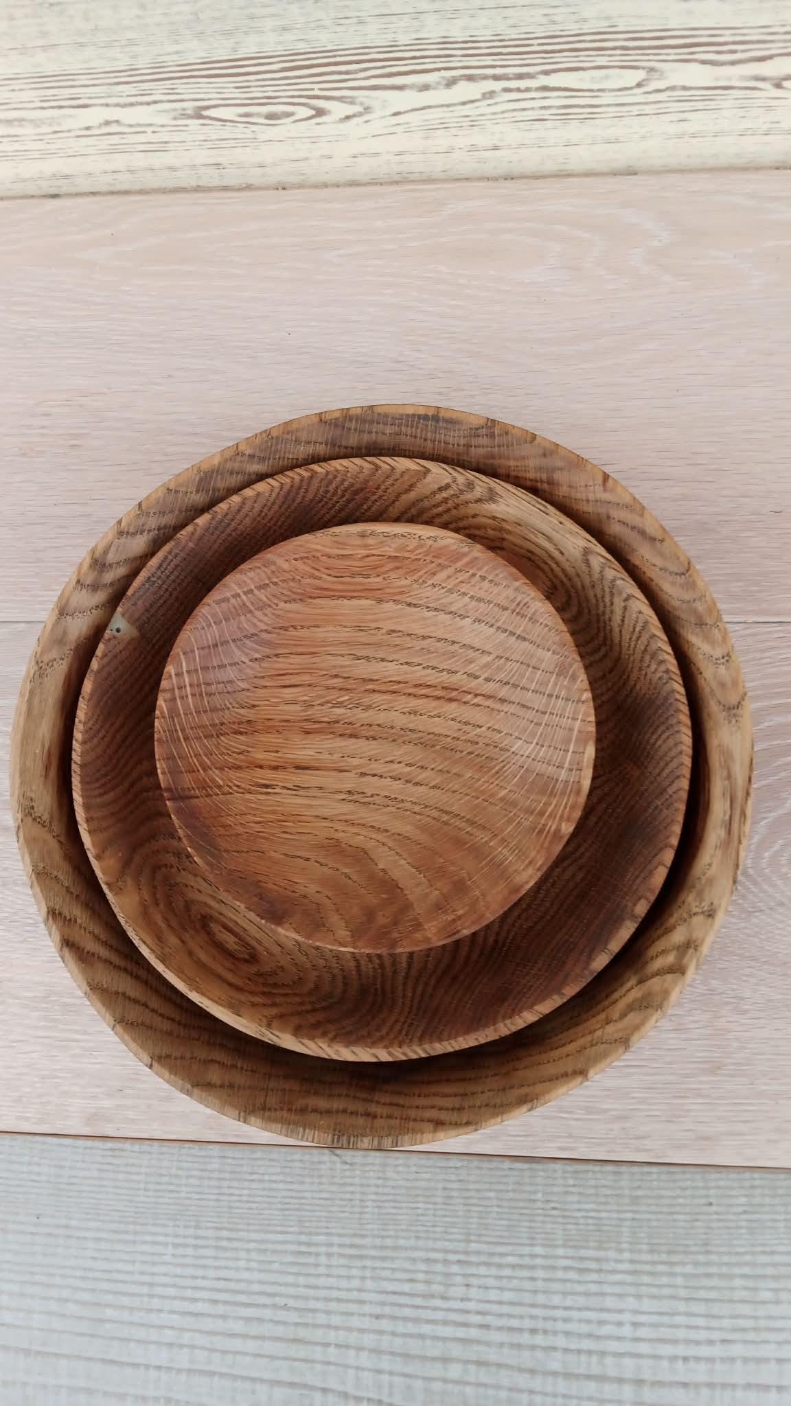 Handmade Set Oak Wood Plate (3 plates): Rustic Salad Bowls — image 3