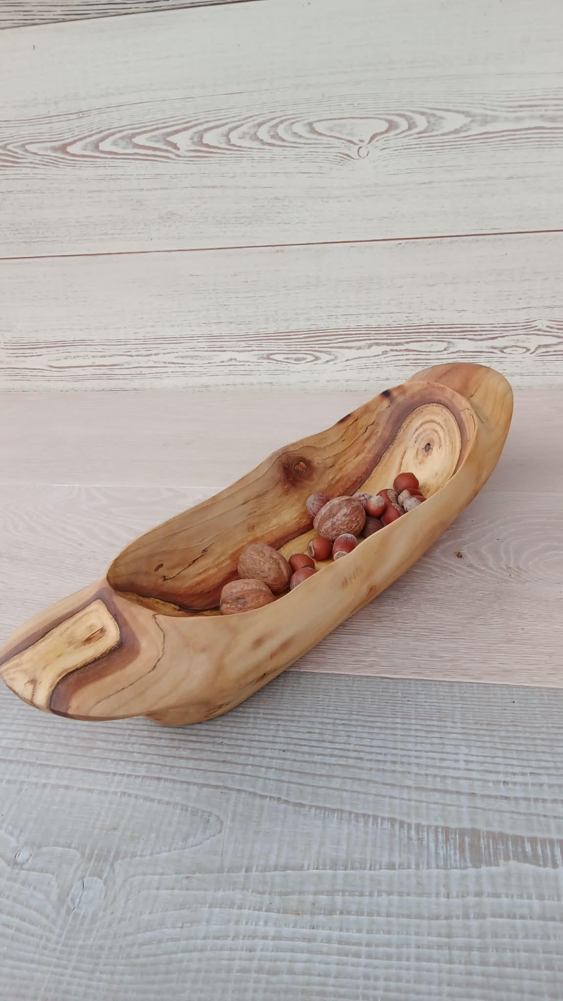 Handmade Walnut Wooden Bowl: Rustic Serving Platter, Fruit & Salad — image 2