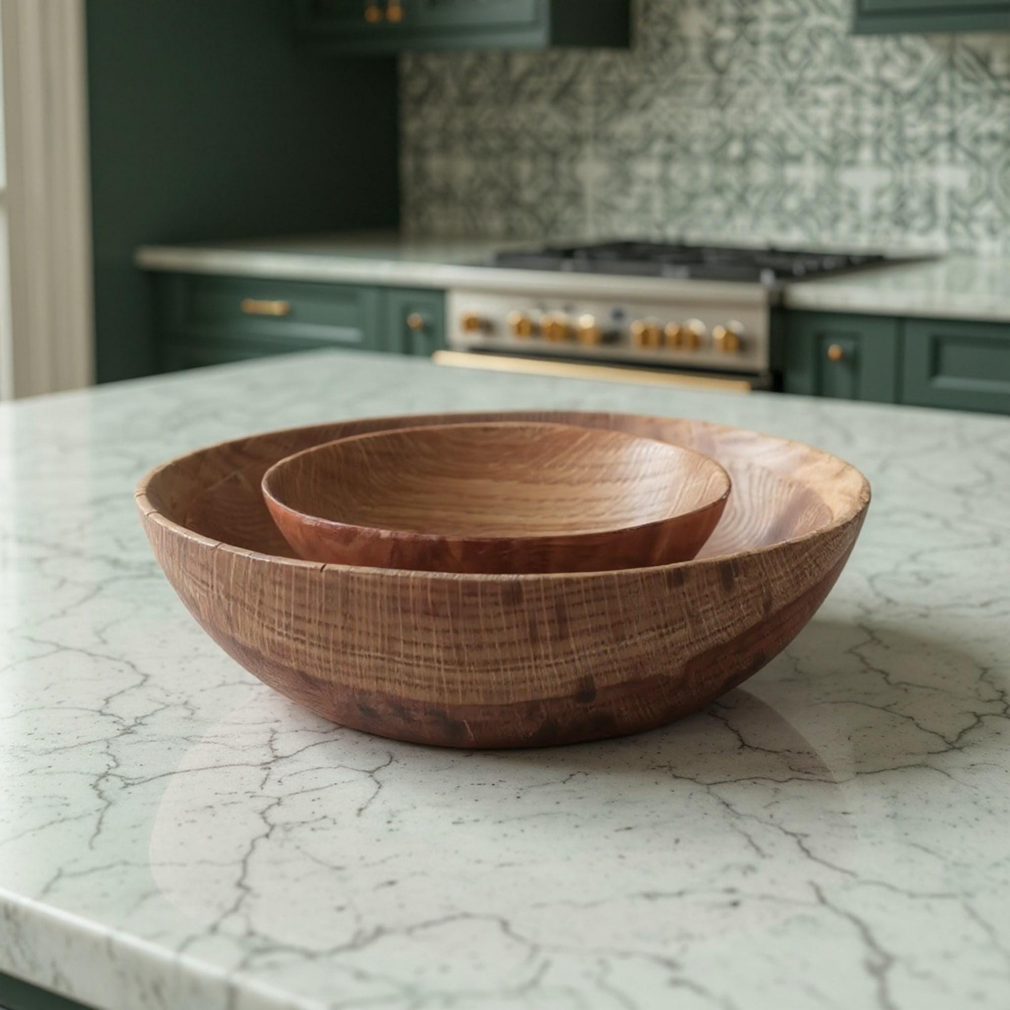 Handmade Set Oak Wood Plate (3 plates): Rustic Salad Bowls — image 5
