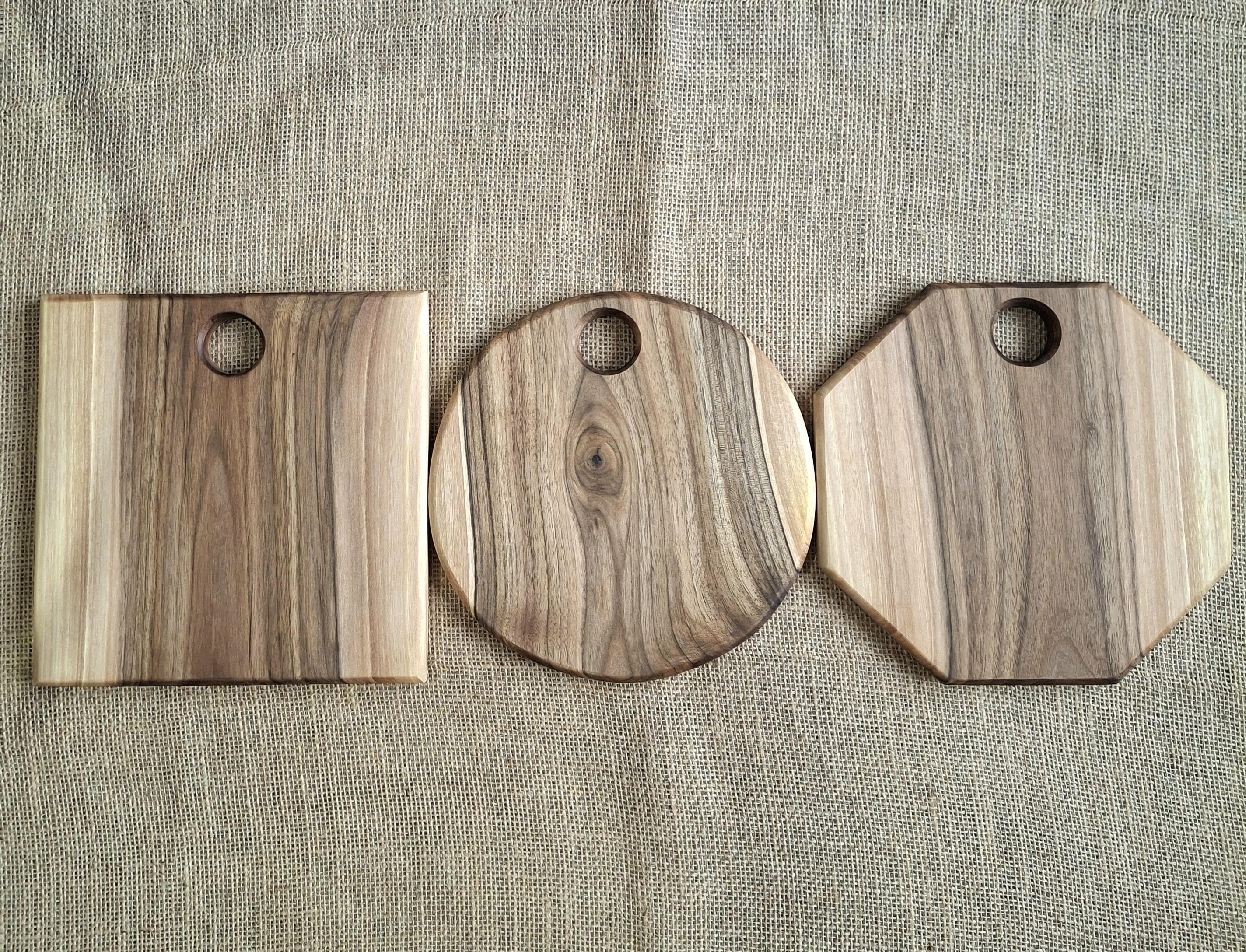 Set of 3 Handmade Wooden Chopping Boards: Oak, Walnut, Acacia Serving Platters — image 6