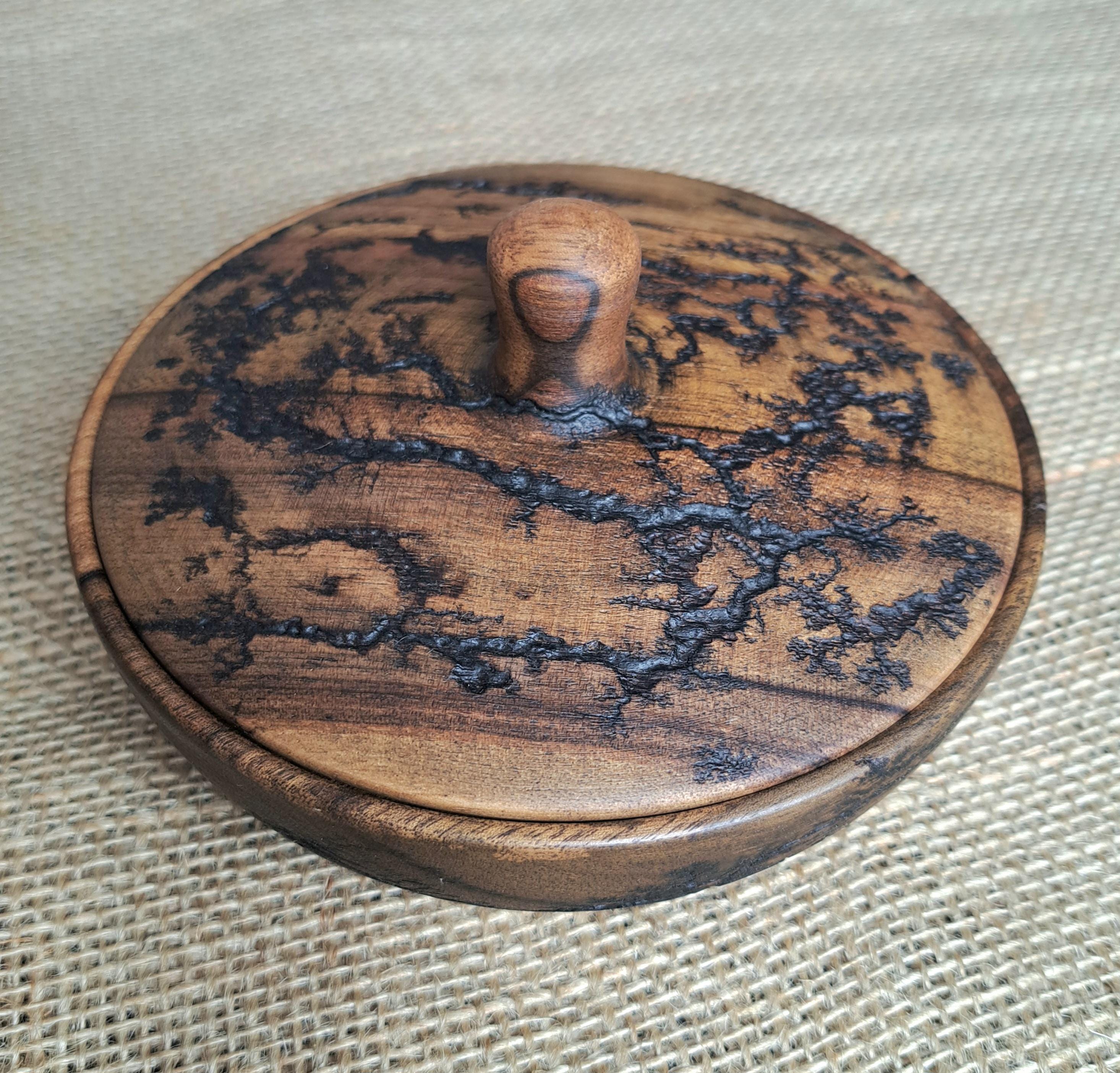Handmade Wooden Trinket Box, Round Jewelry Keepsake Box, Rustic Bowl with Decorative Lid — image 7
