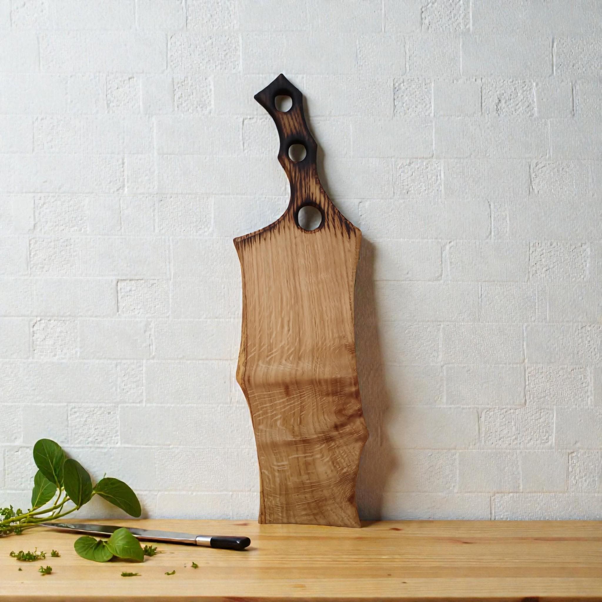Handcarved Oak Wood Chopping Board, Rustic Bread Board , Serving Tray — image 3