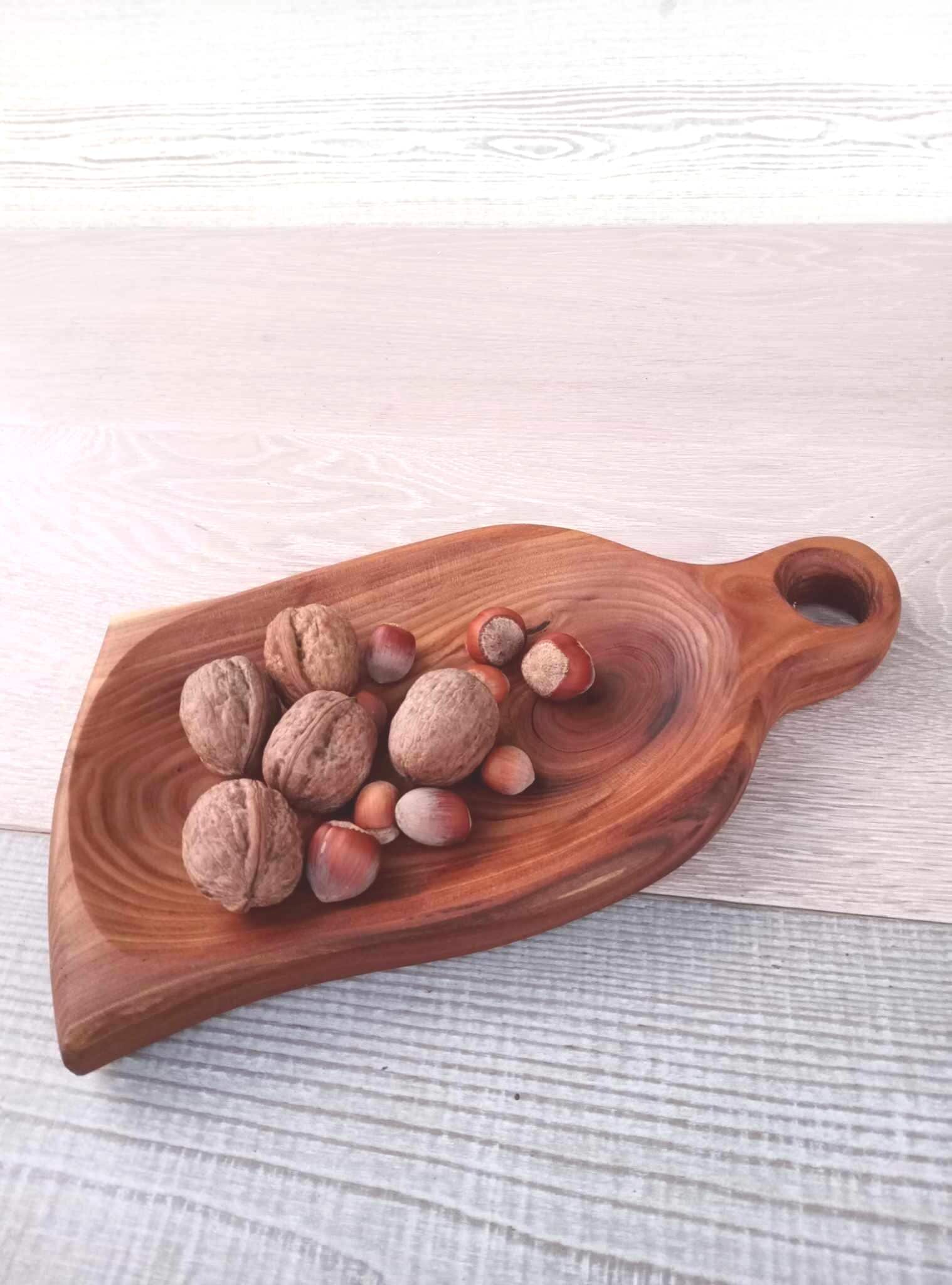 Handmade Russian Olive Wood Bowl, Rustic Serving Platter