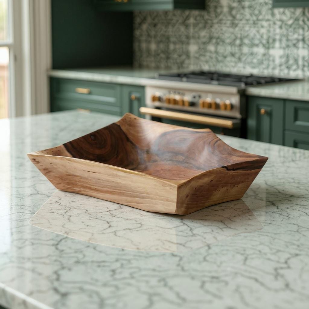 Walnut Wooden Bowl: Rustic Hand Carved Tableware