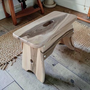 Handmade Walnut Milking Stool: Rustic Garden Step Stool Stool 1