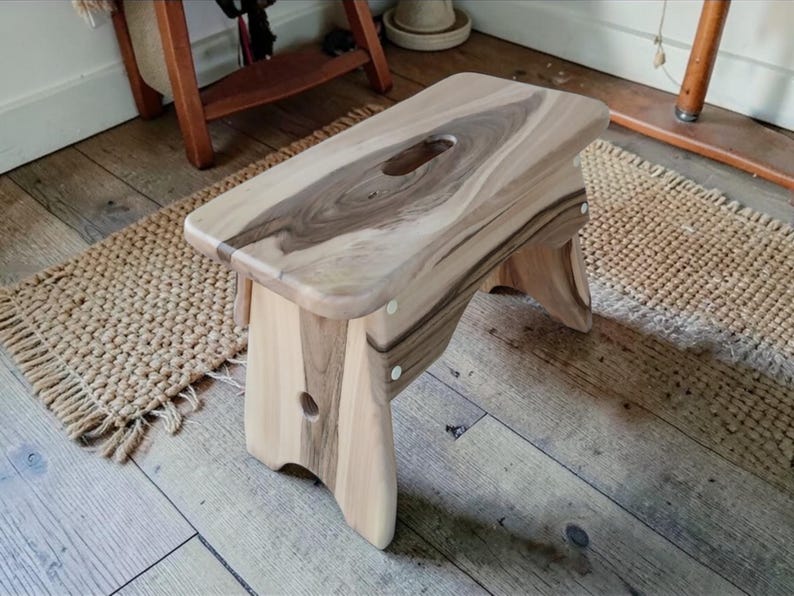 Handmade Walnut Milking Stool: Rustic Garden Step Stool Stool 1