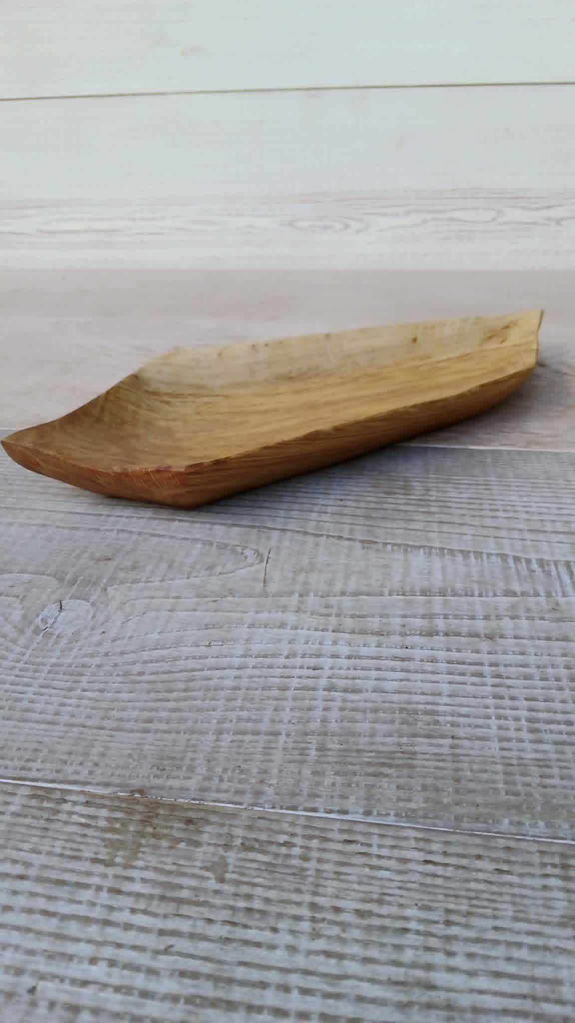 Hand Carved Oak and Elm Wood Rustic Bowl: Wooden Salad, Fruit, Dough Bowl — image 5