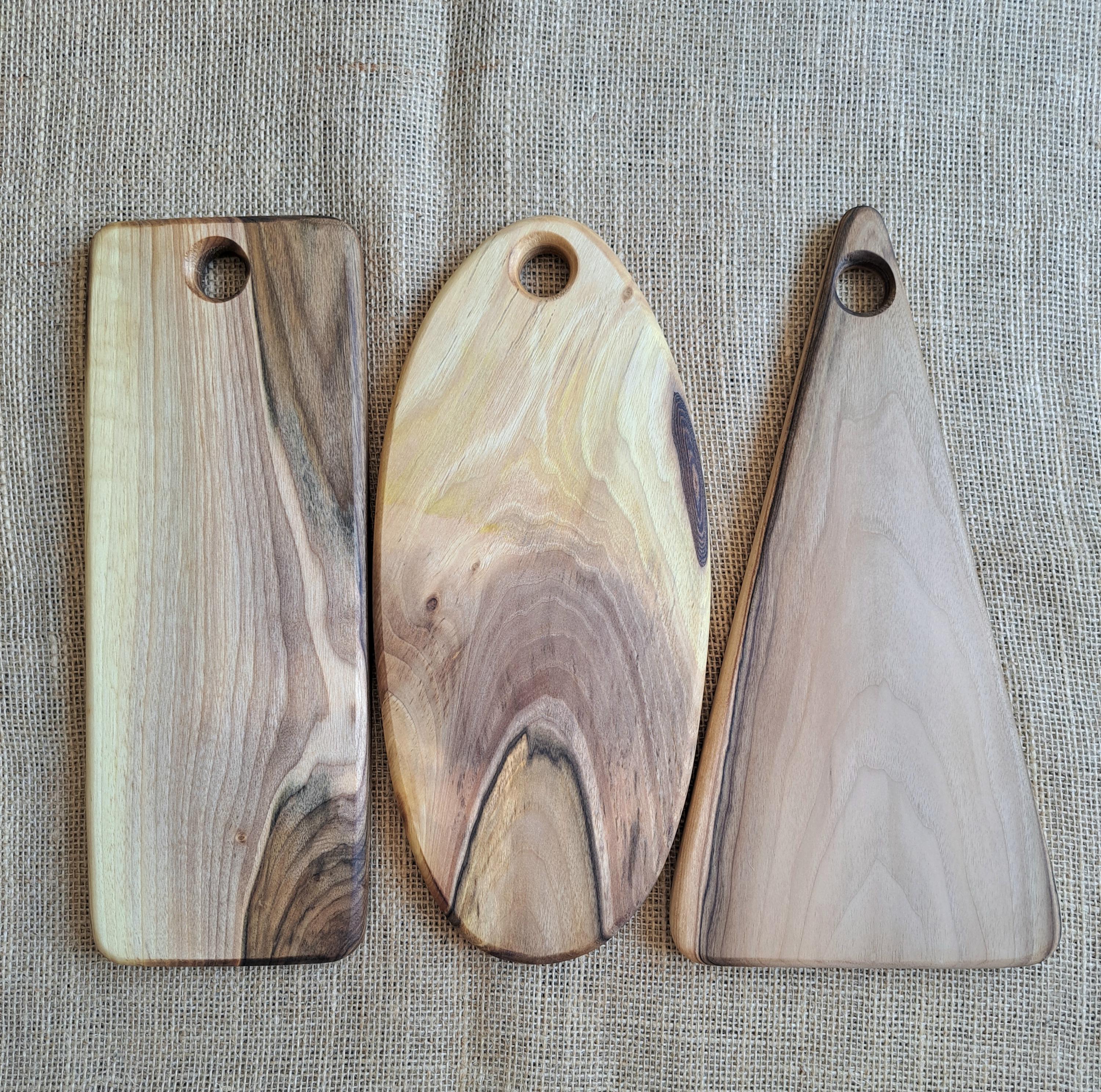 Handmade Walnut Chopping Serving Board Set, Rustic Charcuterie Cheese Boards — image 2
