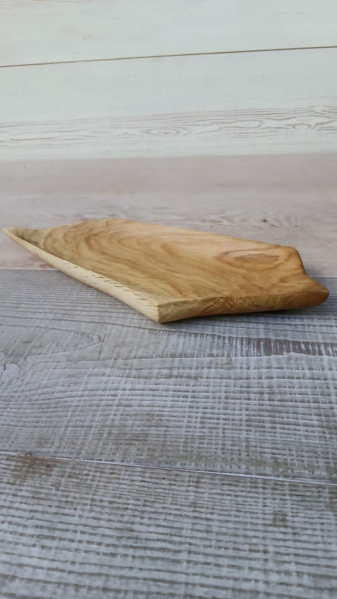 Hand Carved Oak and Elm Wood Rustic Bowl: Wooden Salad, Fruit, Dough Bowl — image 3