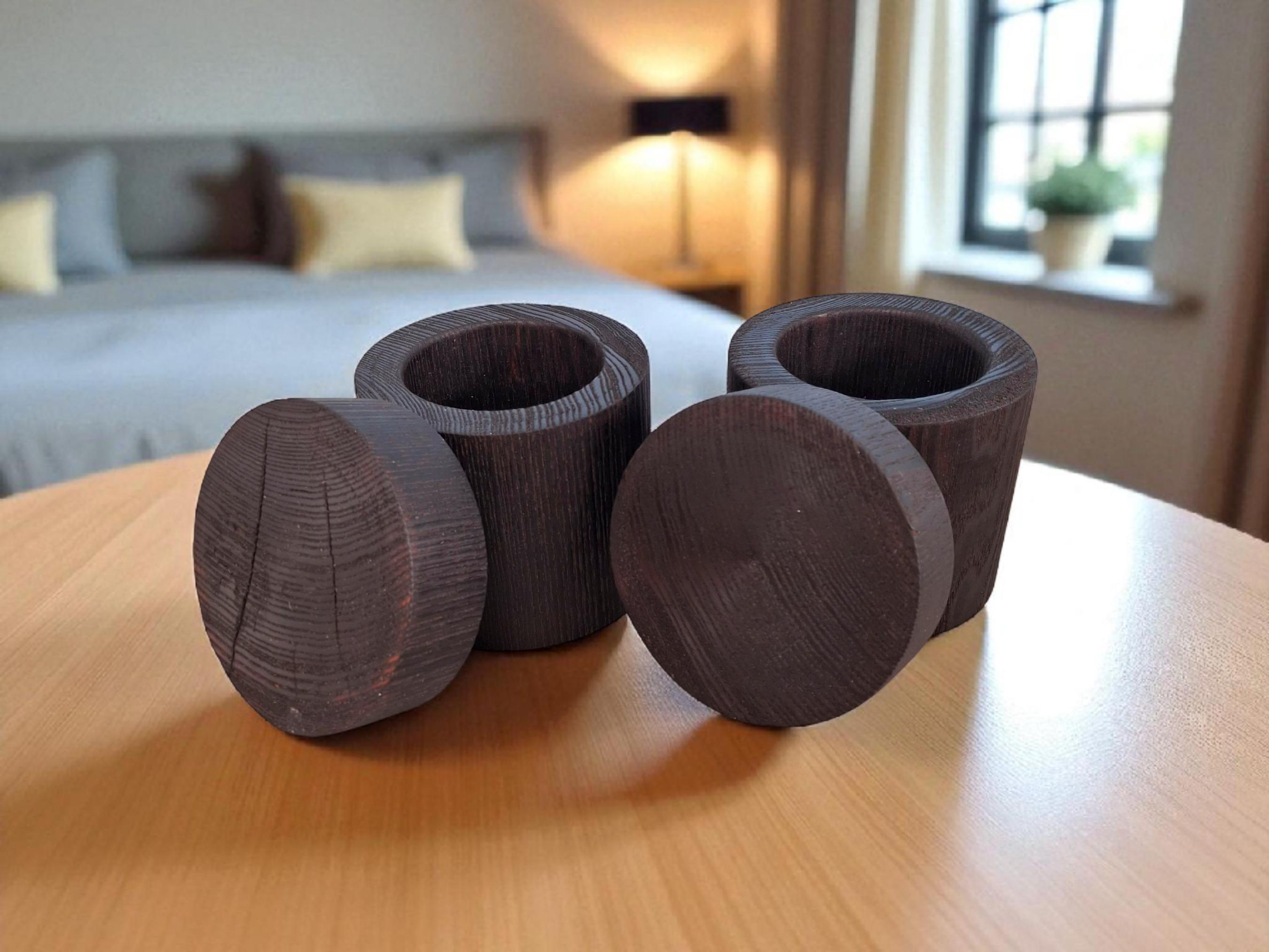 Wood Candle Holder: Handmade Boho Home Decor, Charred Style — image 2