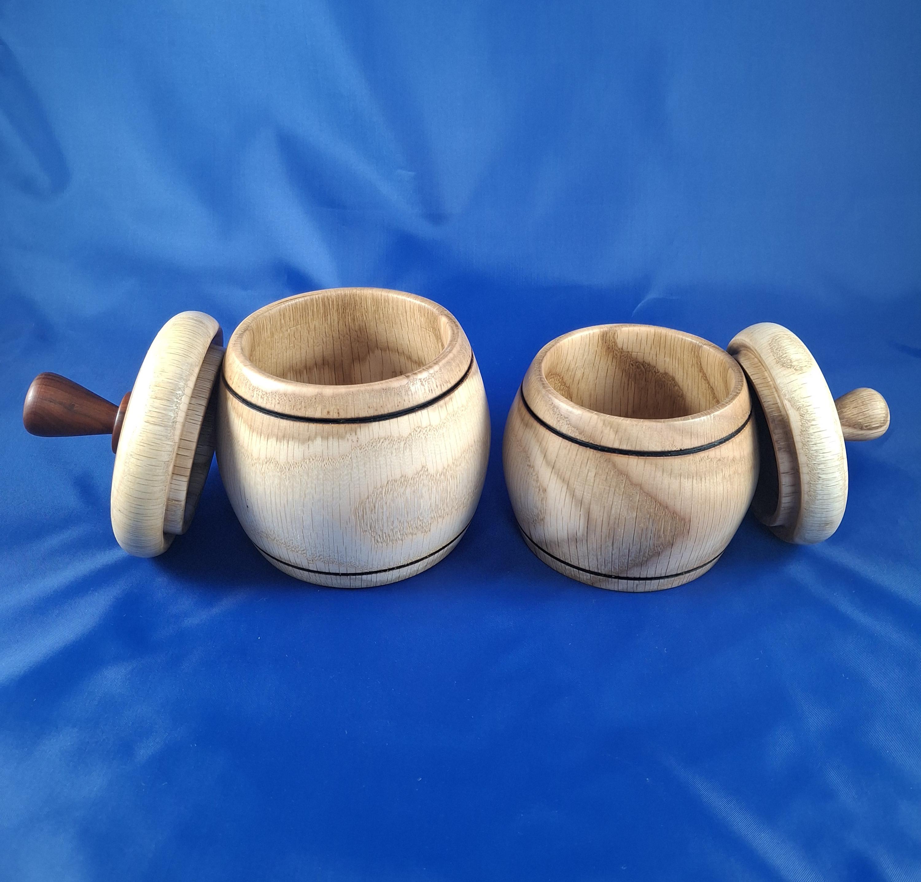 Set of 2 Handmade Oak Wood Spice Boxes: 2 Wooden Containers, Rustic Kitchen Decor — image 5
