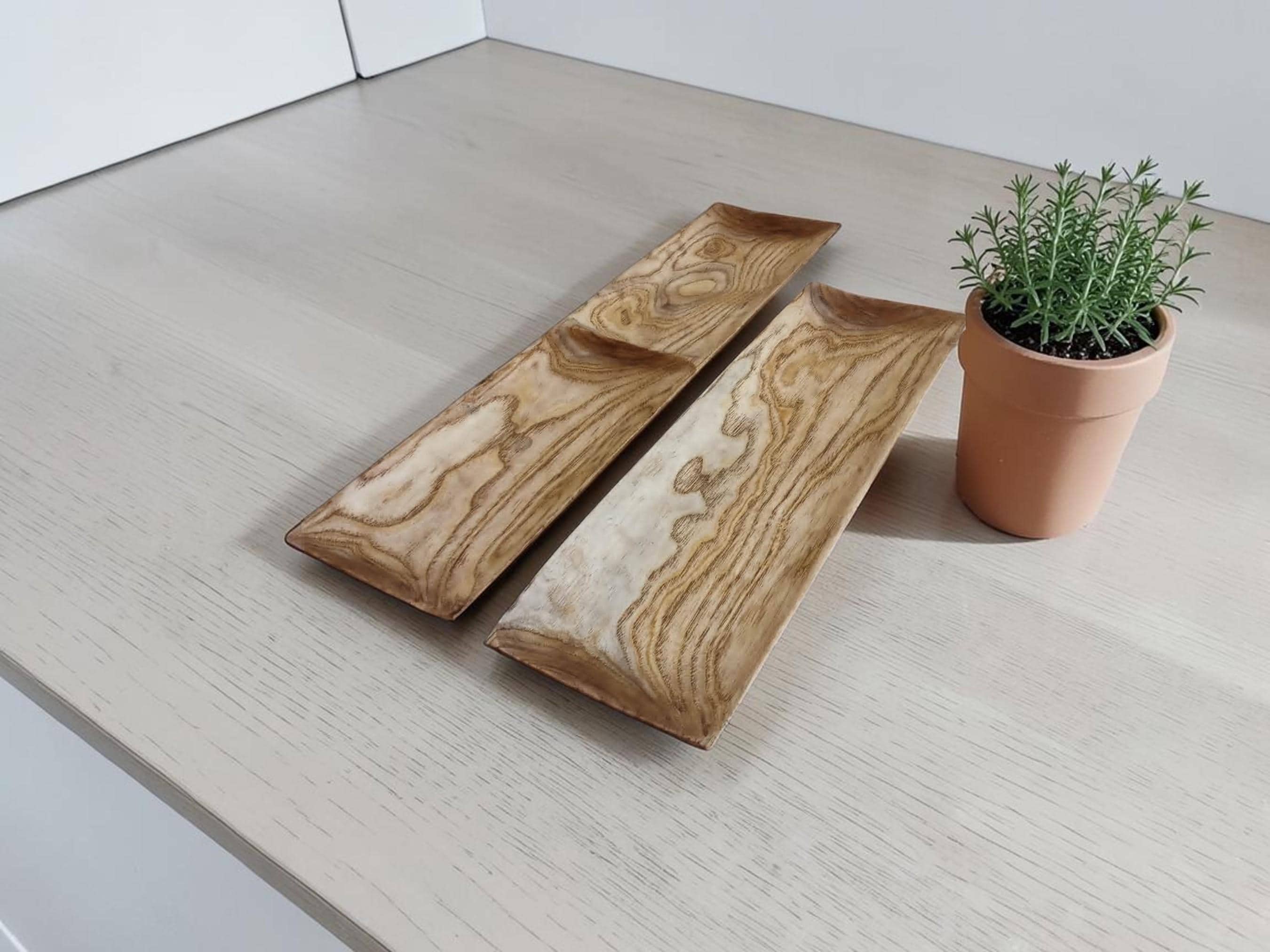 Rustic Wooden Bowls: Handmade Wood Serving Platter, Trinket Dish