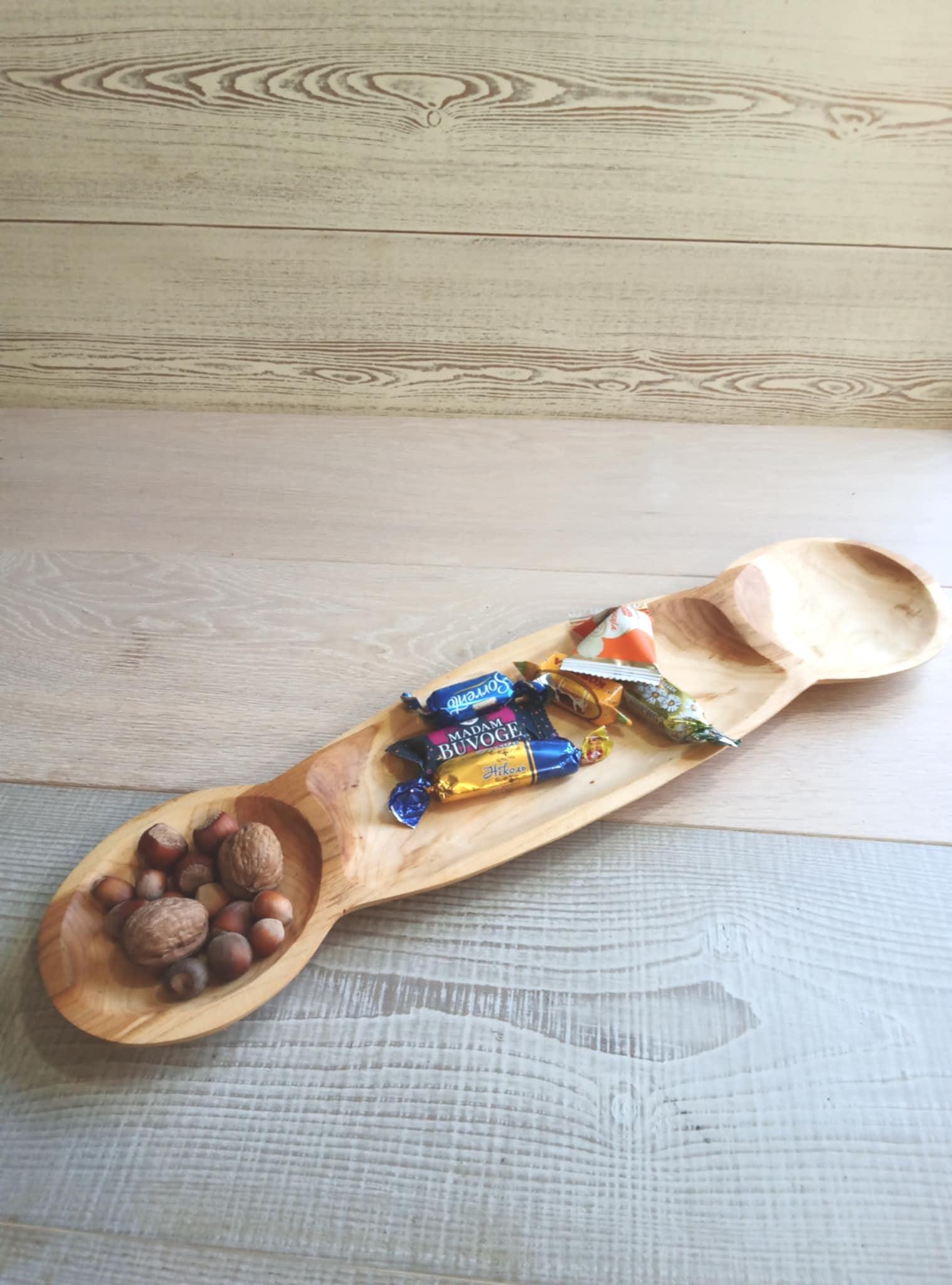 Handmade Cherry Wooden Bowl, Wood Serving Platters, Tapas Dish — image 3