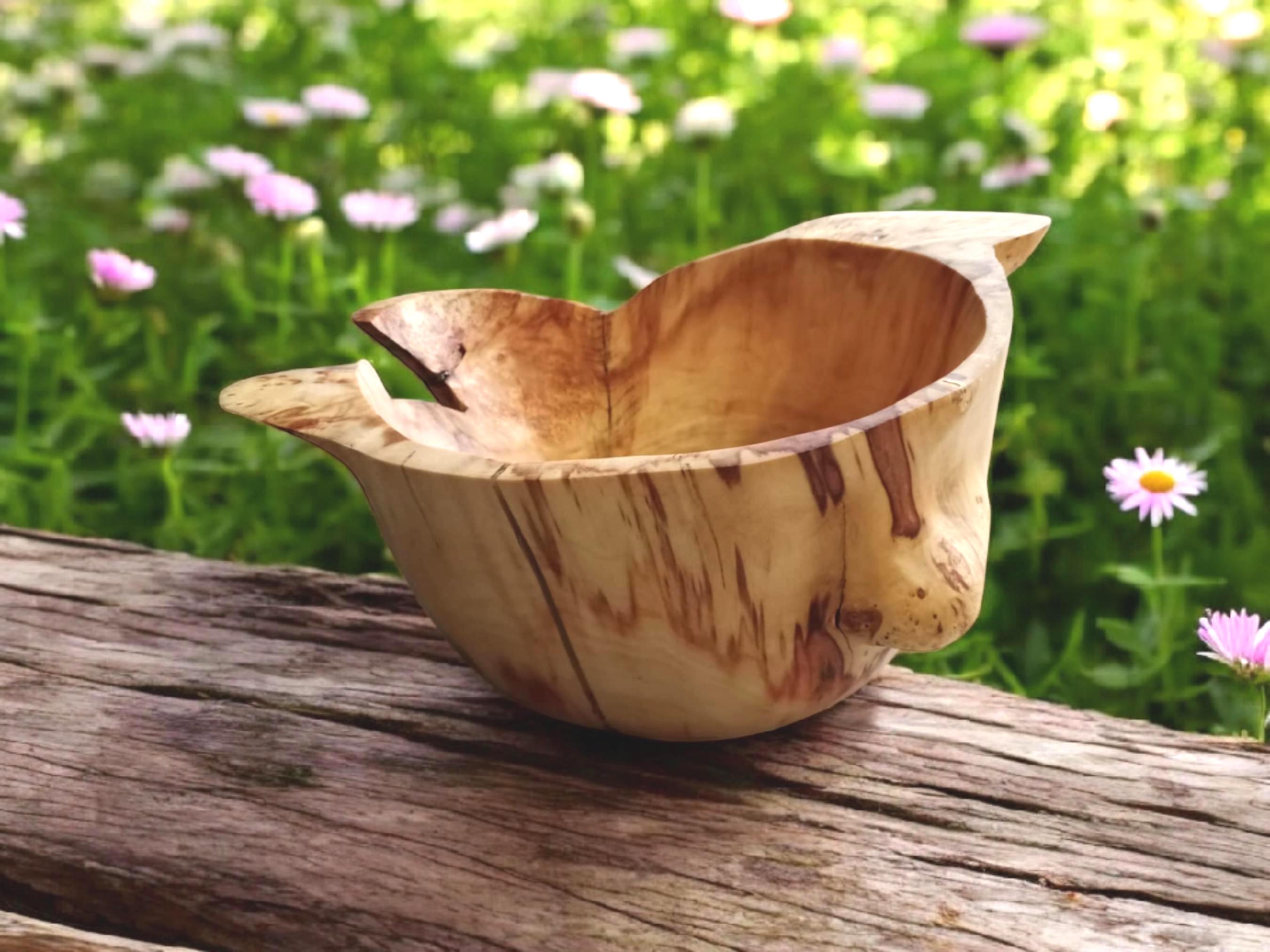 Handmade Burl Maple Wood Bowl: Rustic Farmhouse Decor — image 4