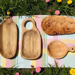 Holzschalen, Schmuckstück, Obstschale, Salatschüssel, handgefertigte Servierplatte, Holzhandwerk-Liebhabergeschenk, rustikales Küchengeschenk