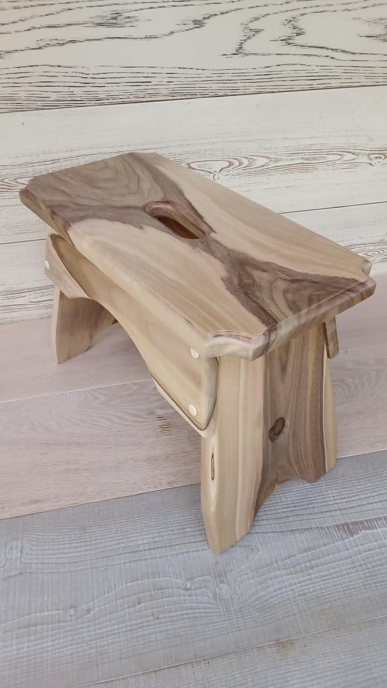Handmade Walnut Milking Stool: Rustic Garden Step Stool image 12