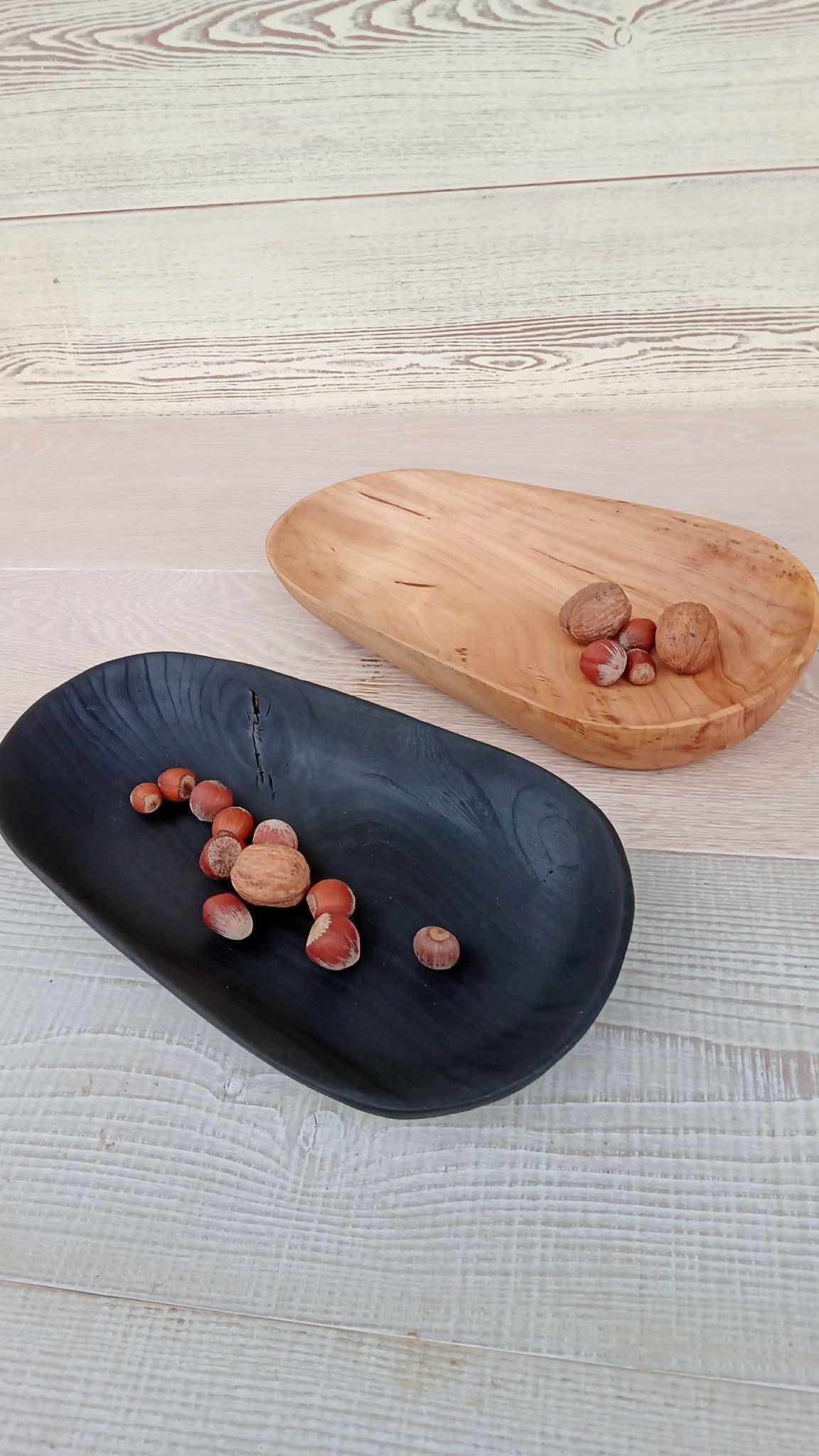 Handmade Set of 2 Wooden Bowls: Rustic Serving Platters — image 4