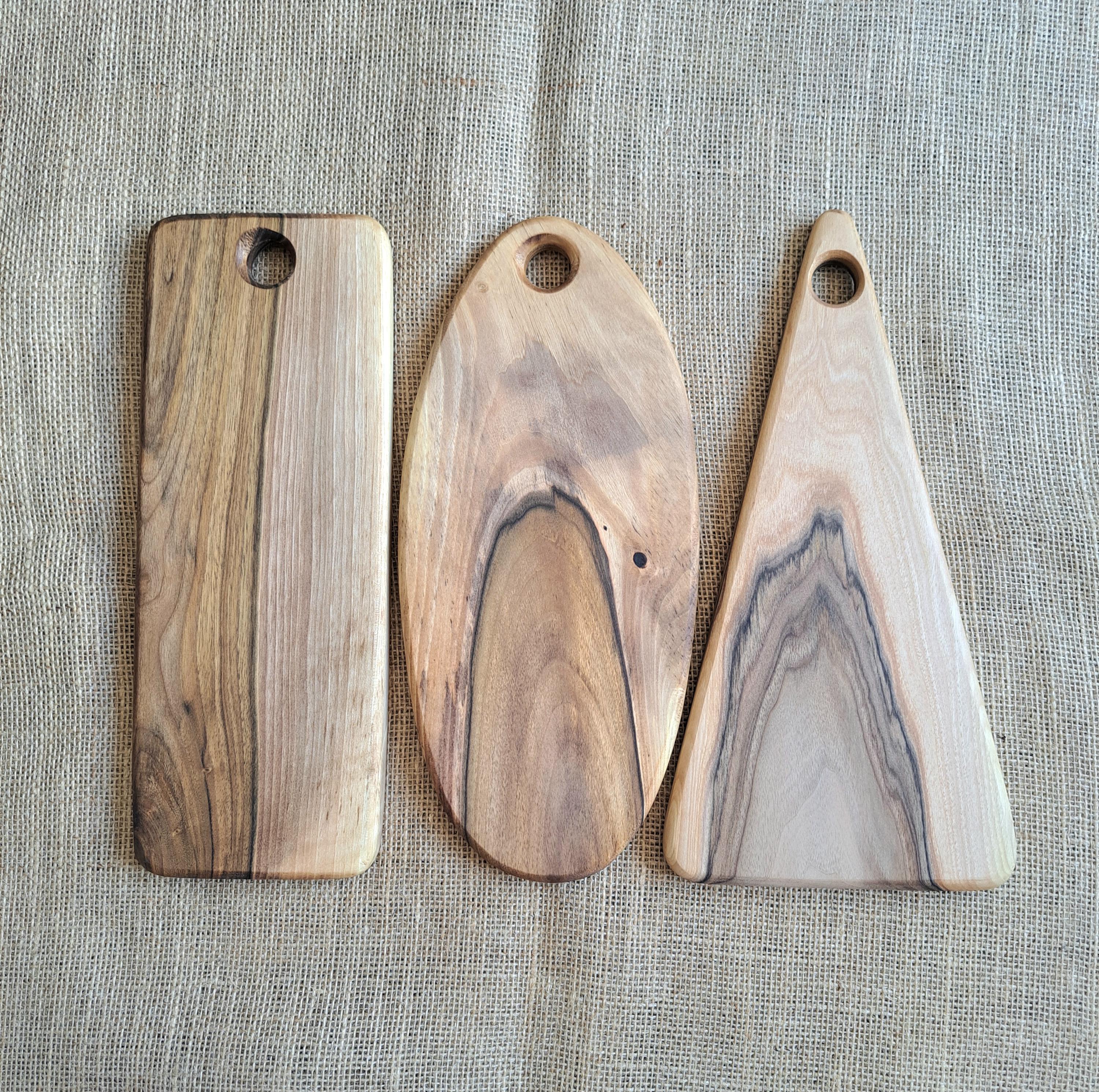 Handmade Walnut Chopping Serving Board Set, Rustic Charcuterie Cheese Boards — image 3