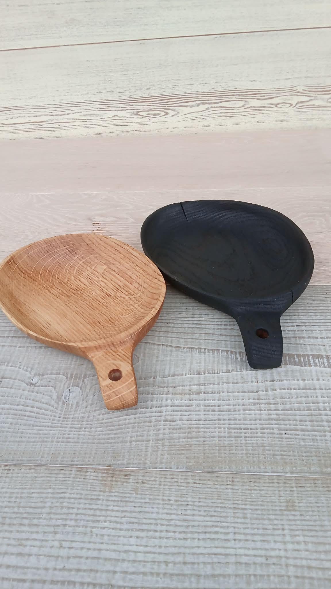 Handmade Rustic Oak Set Walnut Bowls: Unique Wooden Serving Platter, Salad Fruit Bowl — image 2