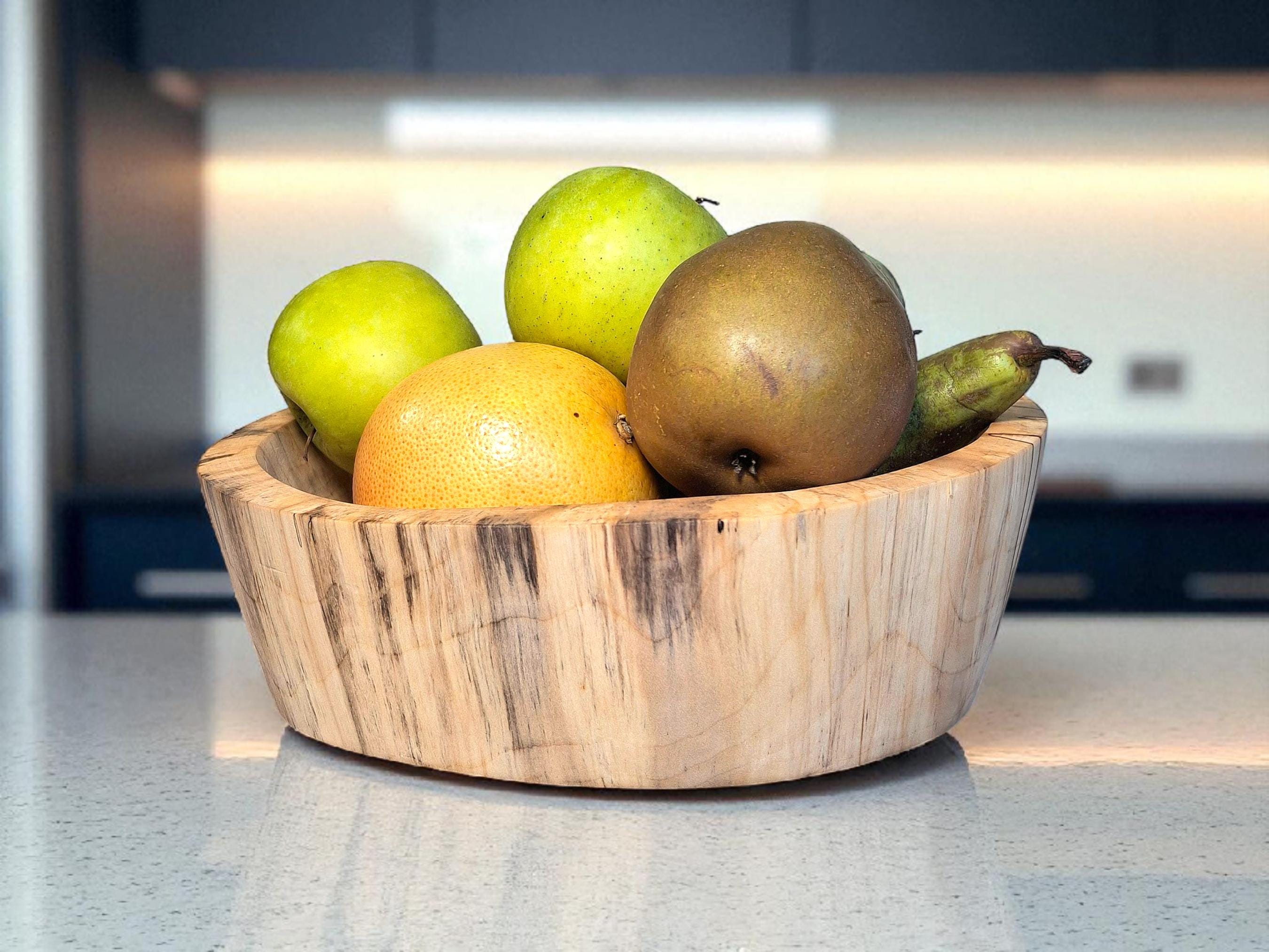 Handmade Spalted Birch Wood Plate: Rustic Fruit or Dough Bowl, 26cm — image 2