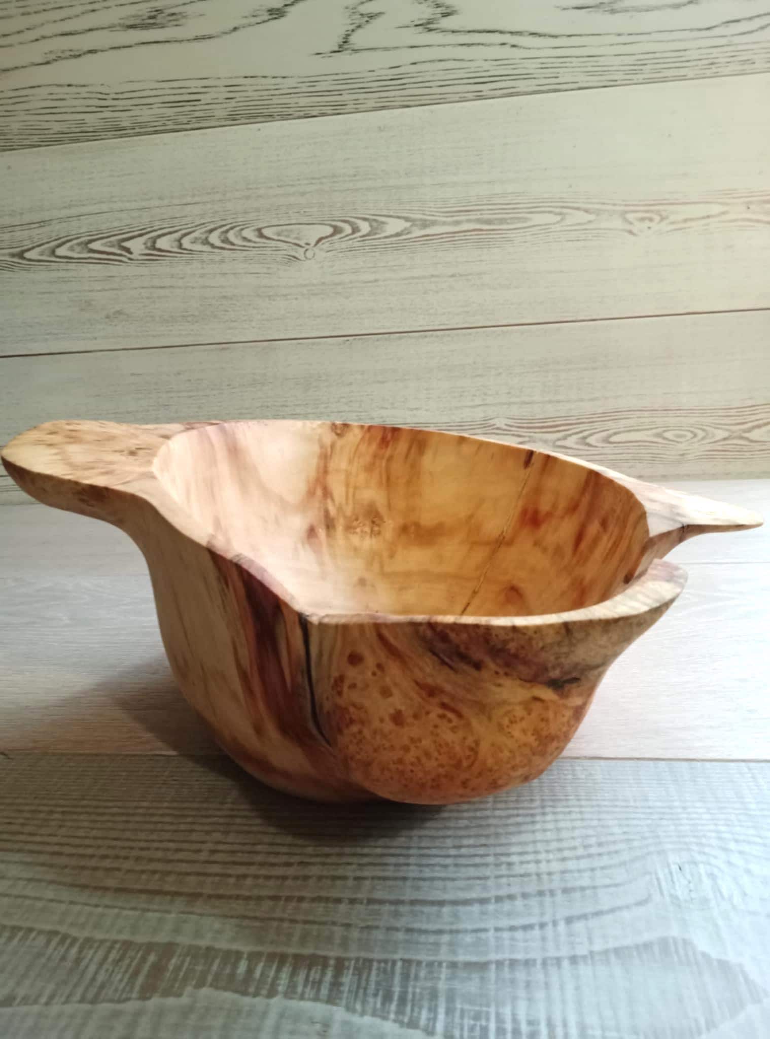 Handmade Burl Maple Wood Bowl: Rustic Farmhouse Decor