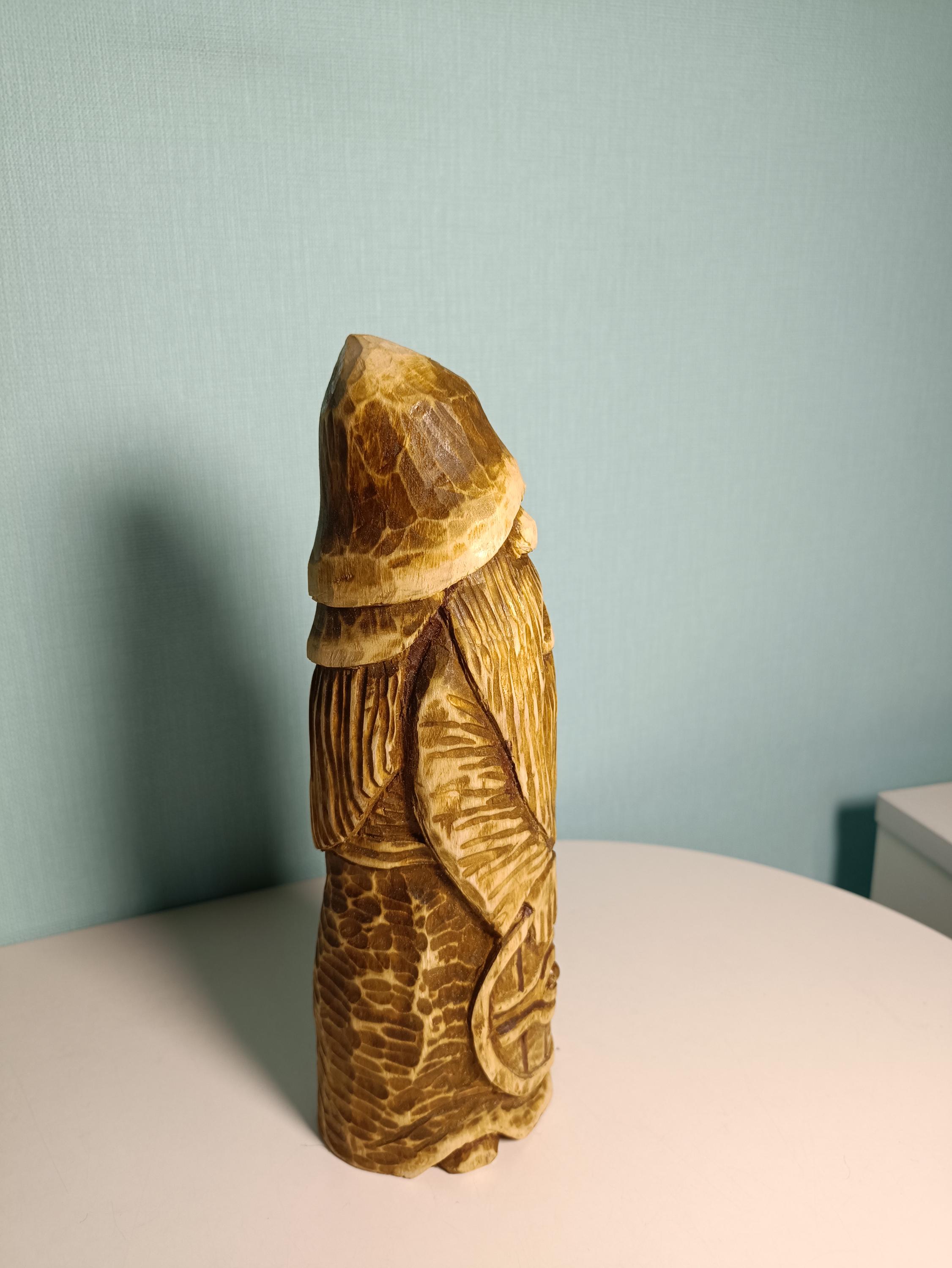 Hand Carved Oak Wood Figurines with Stone Inlay - Shelf Decor 21cm.(8.6in.) — image 10