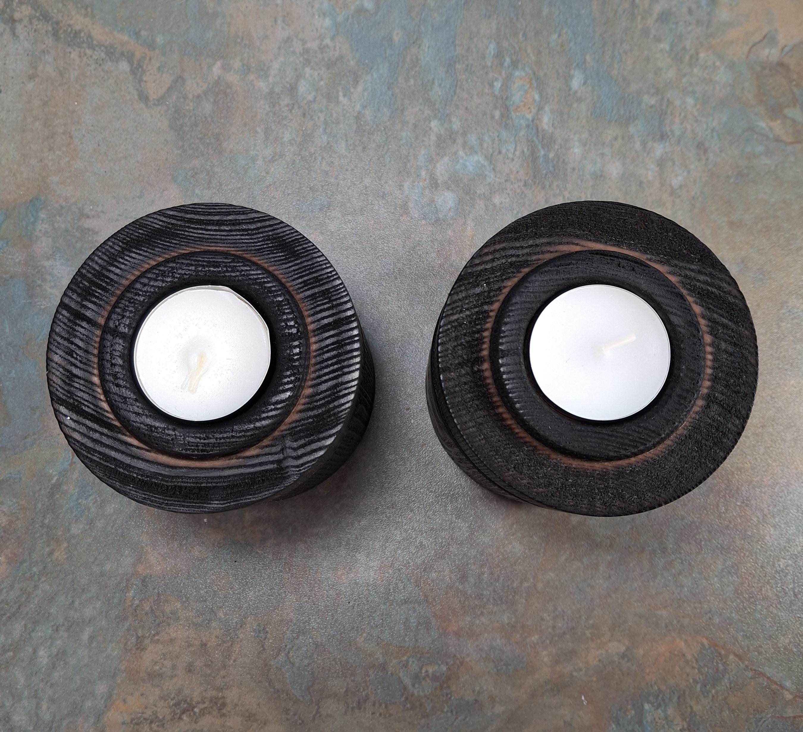 Wood Candle Holder: Handmade Boho Home Decor, Charred Style — image 9