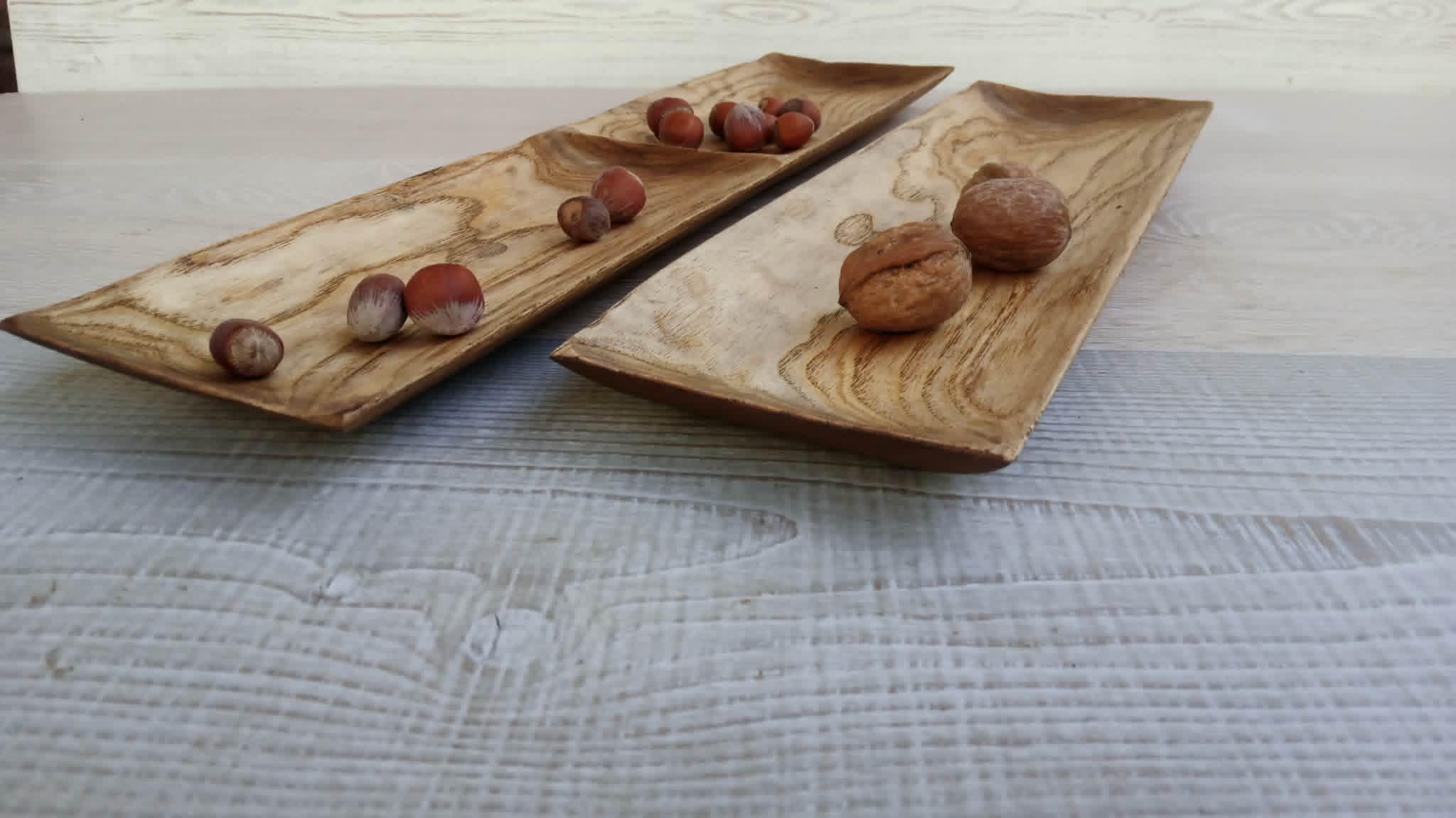 Rustic Wooden Bowls: Handmade Wood Serving Platter, Trinket Dish — image 4