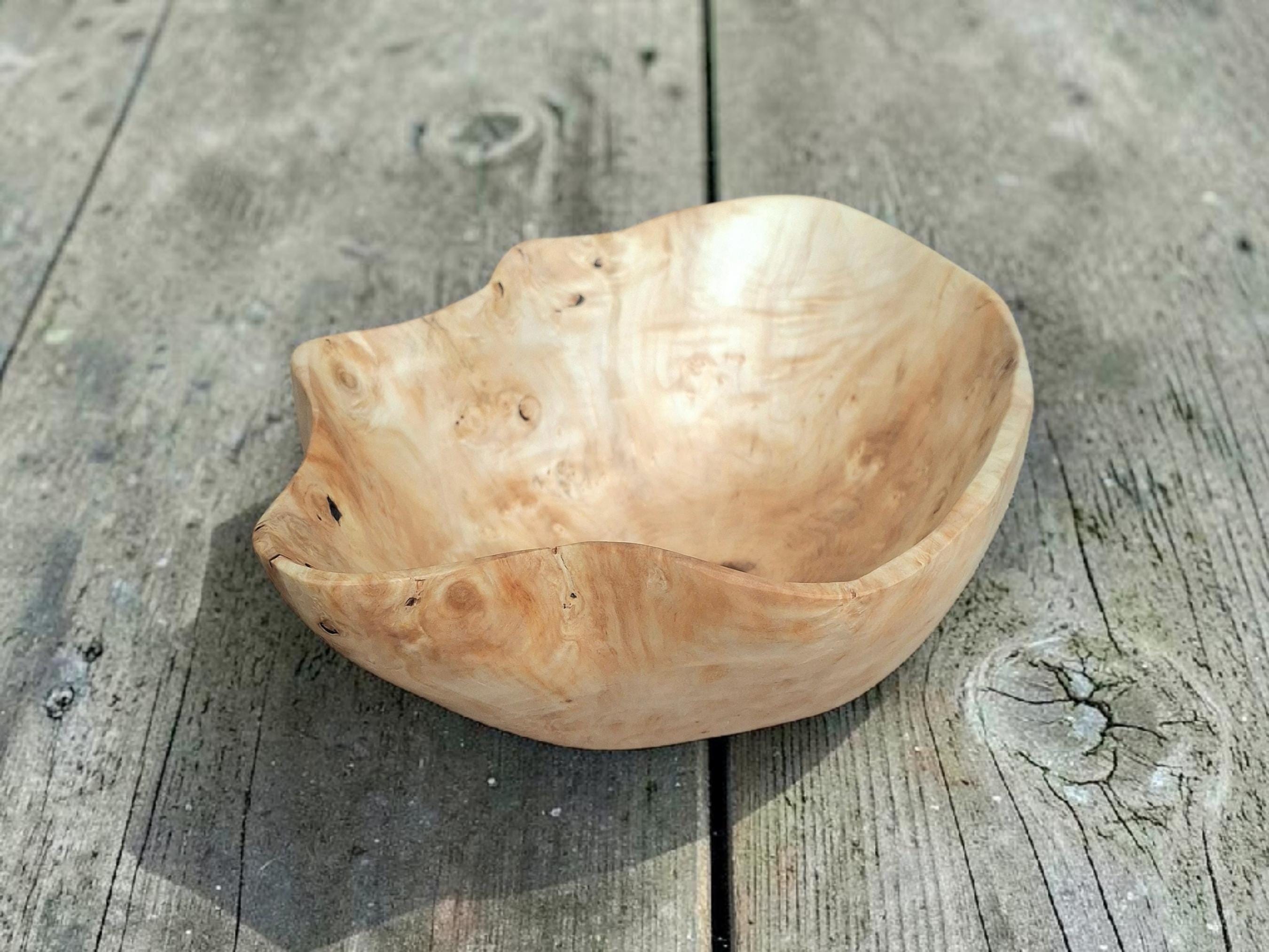 Handcarved American Maple Wood Bowls, Rustic Wooden Bowl — image 3