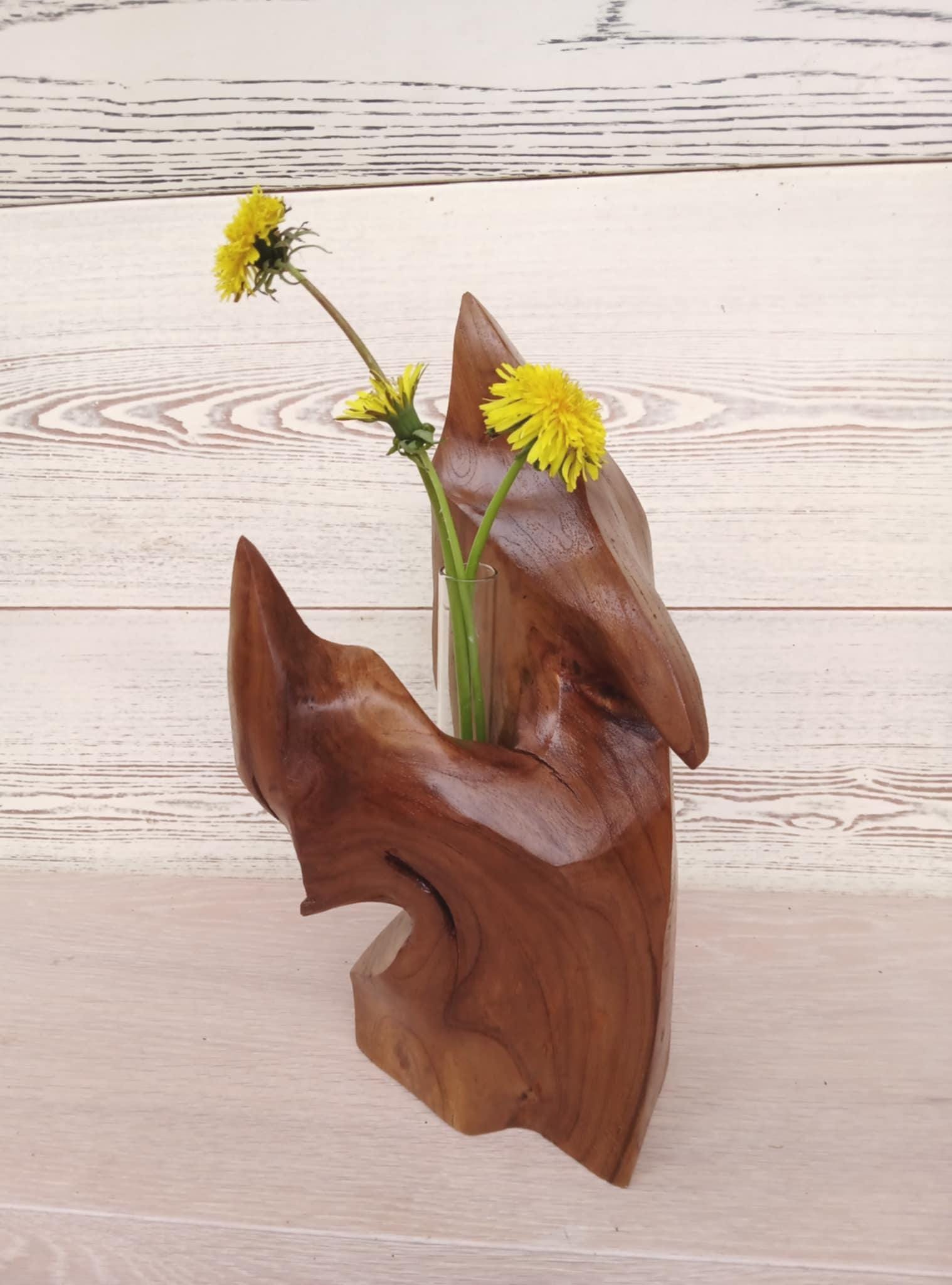 Hand Carved Wood Propagation Vase: Rustic Olive, Acacia, Cherry, Apple — image 7