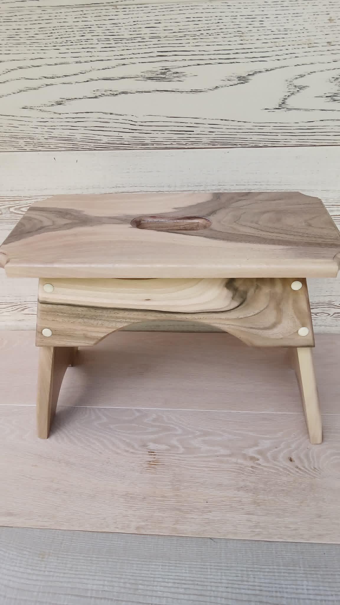 Handmade Walnut Milking Stool: Rustic Step Stool Plant Stand — image 8