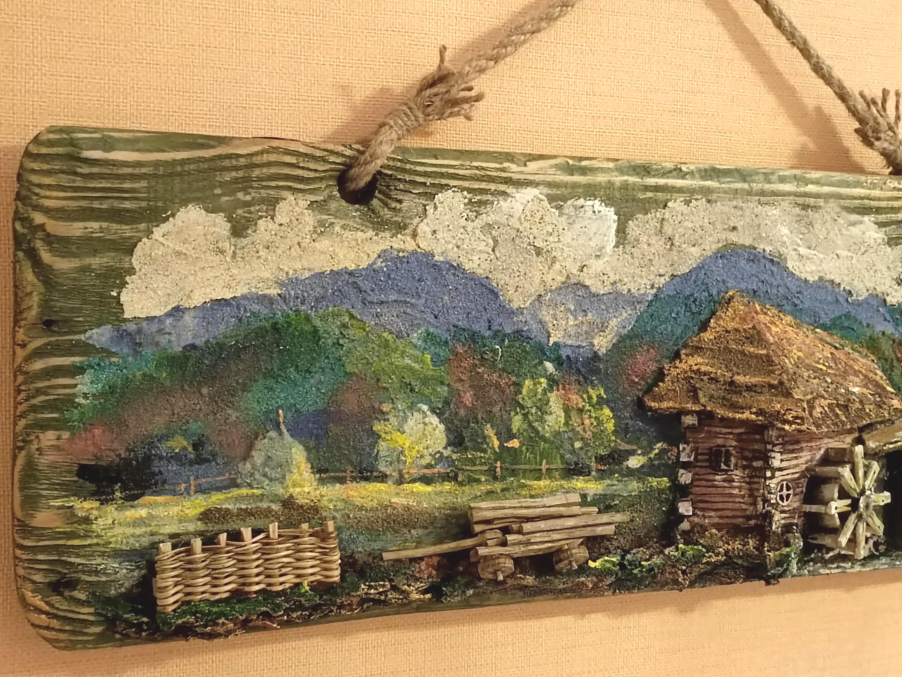 Rustic Countryside Landscape Wood Wall Art, Handmade 3D Wooden Wall Decor — image 10