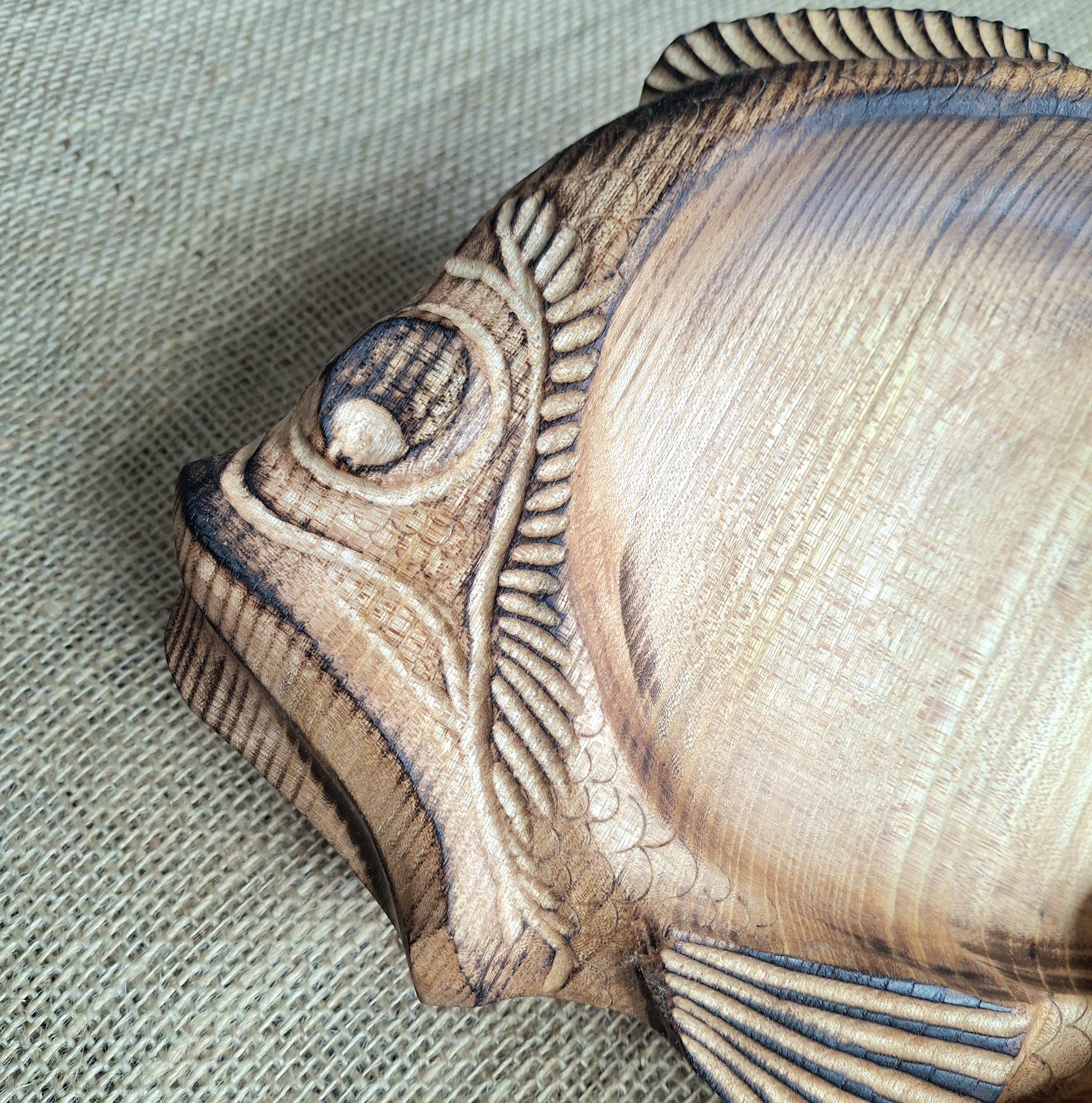 Hand Carved Elm Wood Fish Bowl, Rustic Serving Dish, Unique Kitchen Decor — image 5