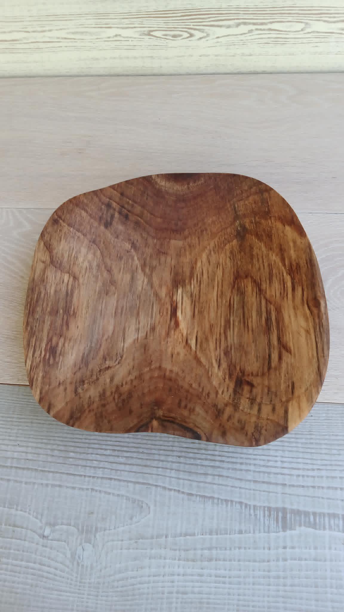 Hand Carved Rustic Wooden Bowl: Walnut wood, Natural Grain — image 8