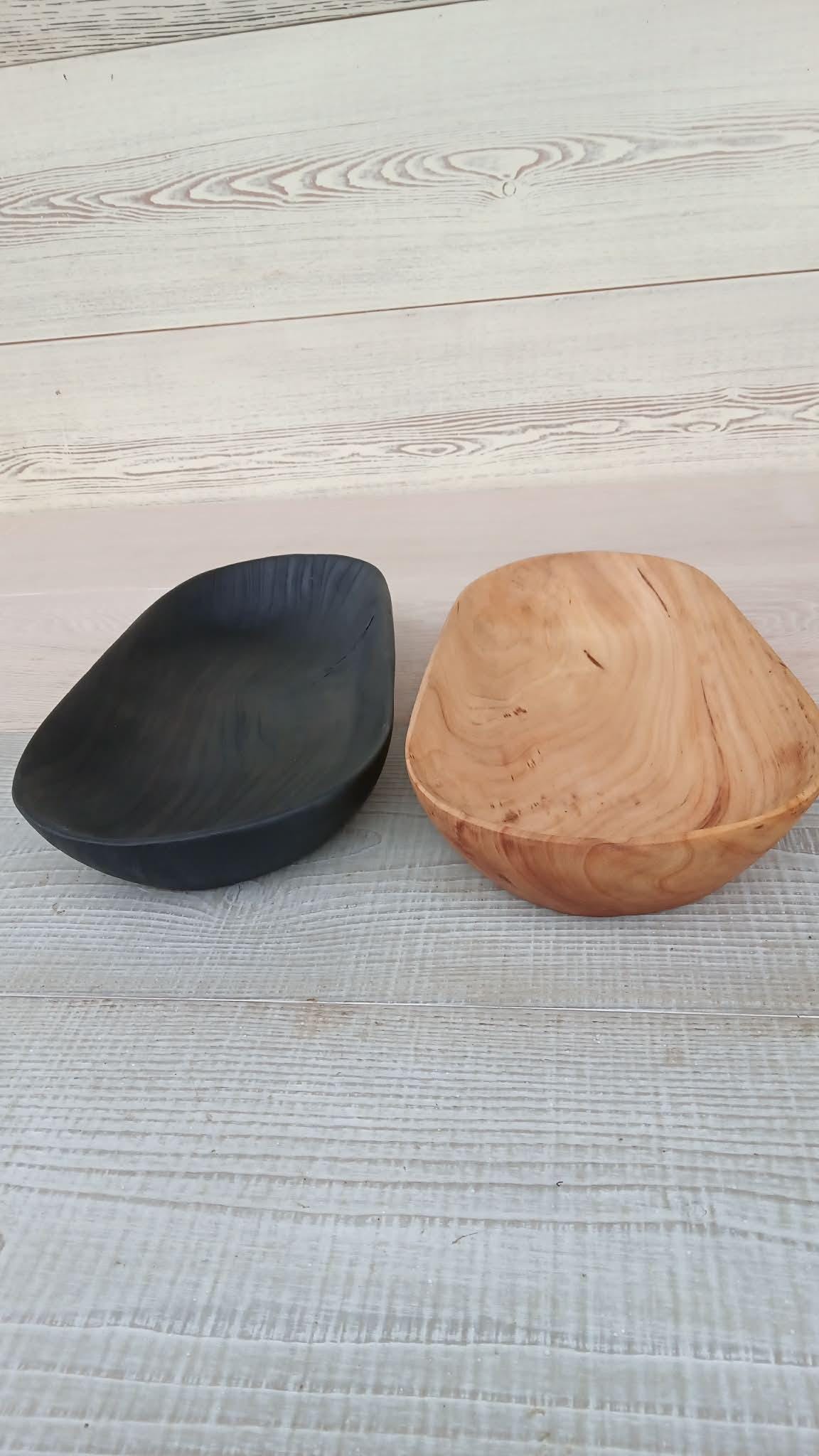 Handmade Set of 2 Wooden Bowls: Rustic Serving Platters — image 5