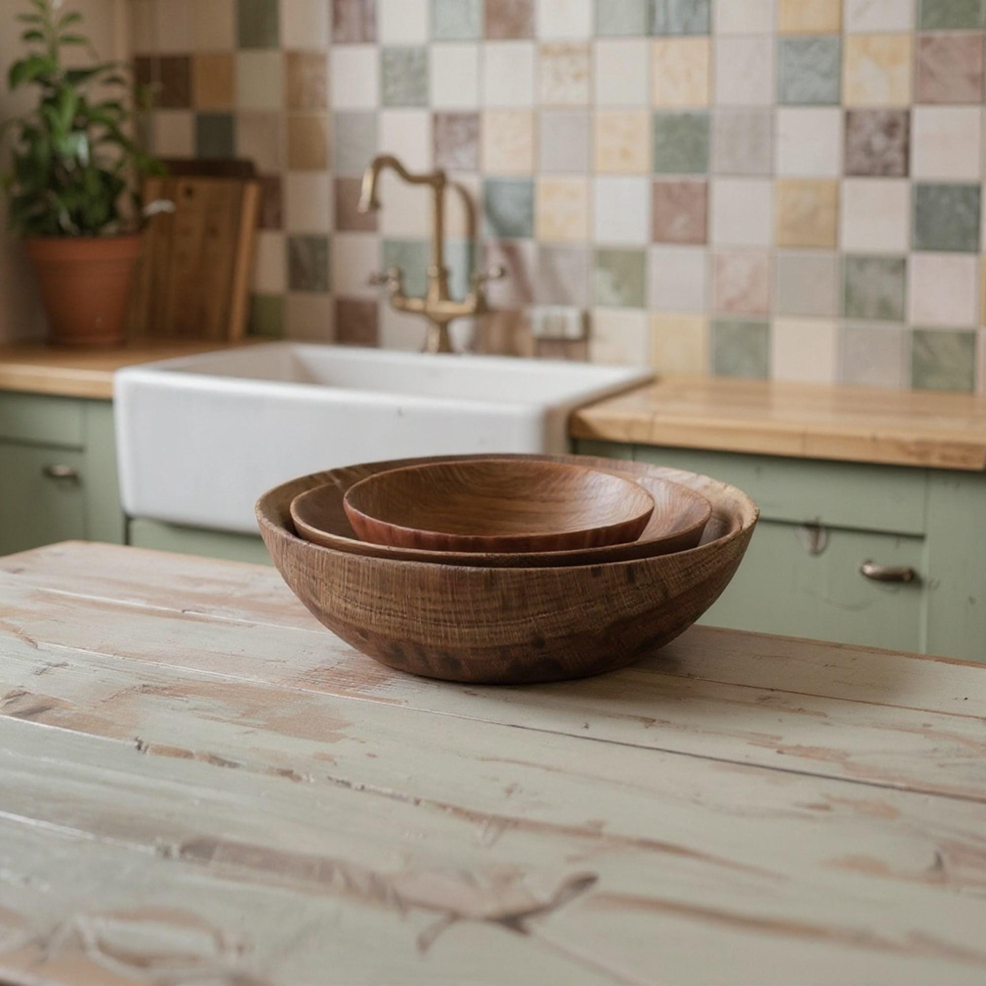 Handmade Set Oak Wood Plate (3 plates): Rustic Salad Bowls — image 10