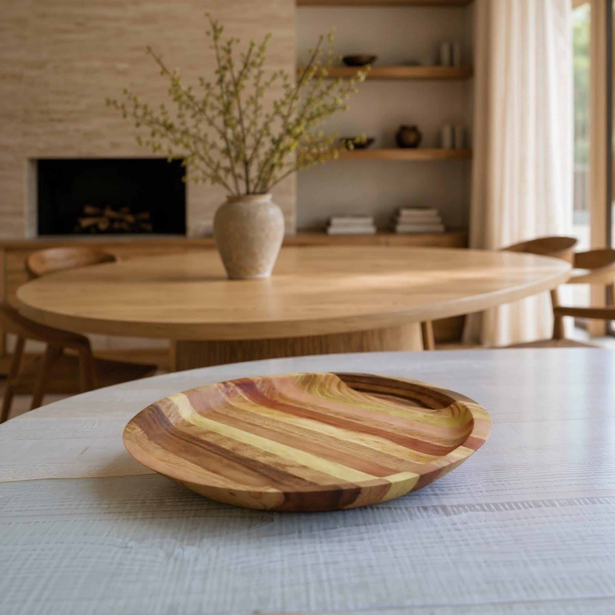 Handmade Wood Plates: Round Serving Bowl, Rustic Decor — image 7