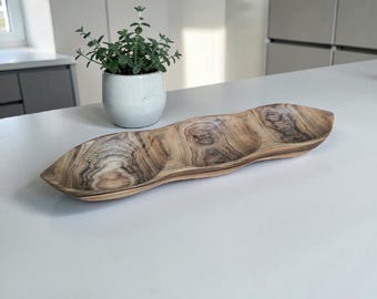 Cuencos de madera hechos a mano: Bandeja rústica para servir, plato para aperitivos