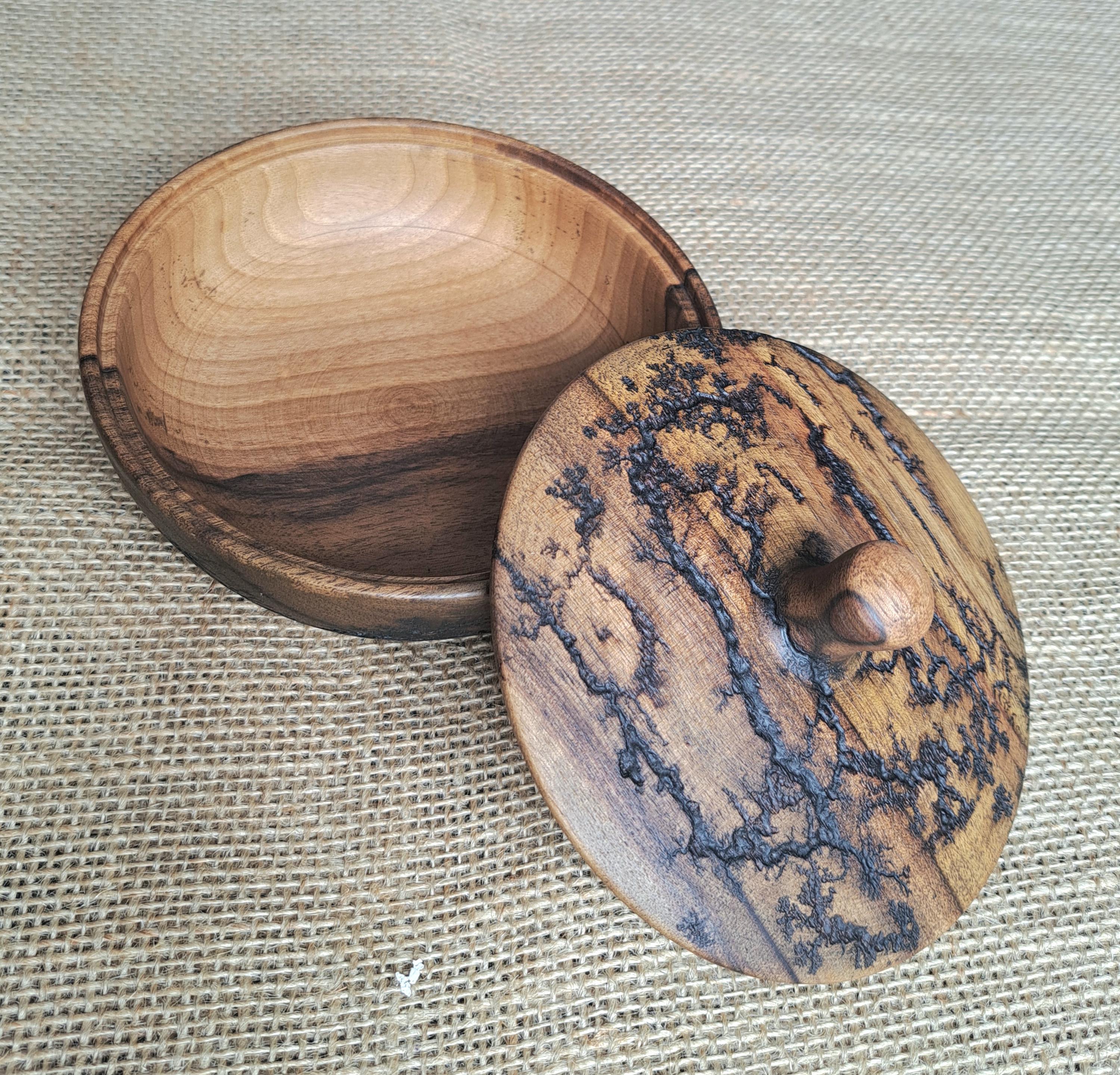 Handmade Wooden Trinket Box, Round Jewelry Keepsake Box, Rustic Bowl with Decorative Lid — image 8