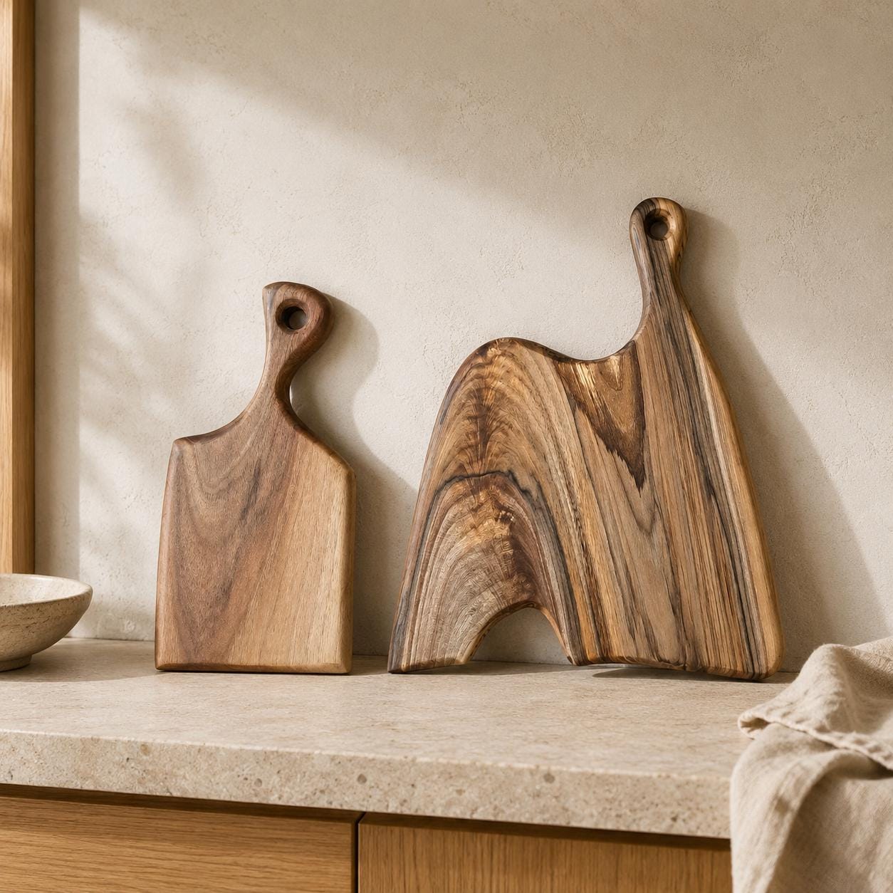 Handmade Walnut Wood Chopping Board: Rustic Cutting Cheese Board