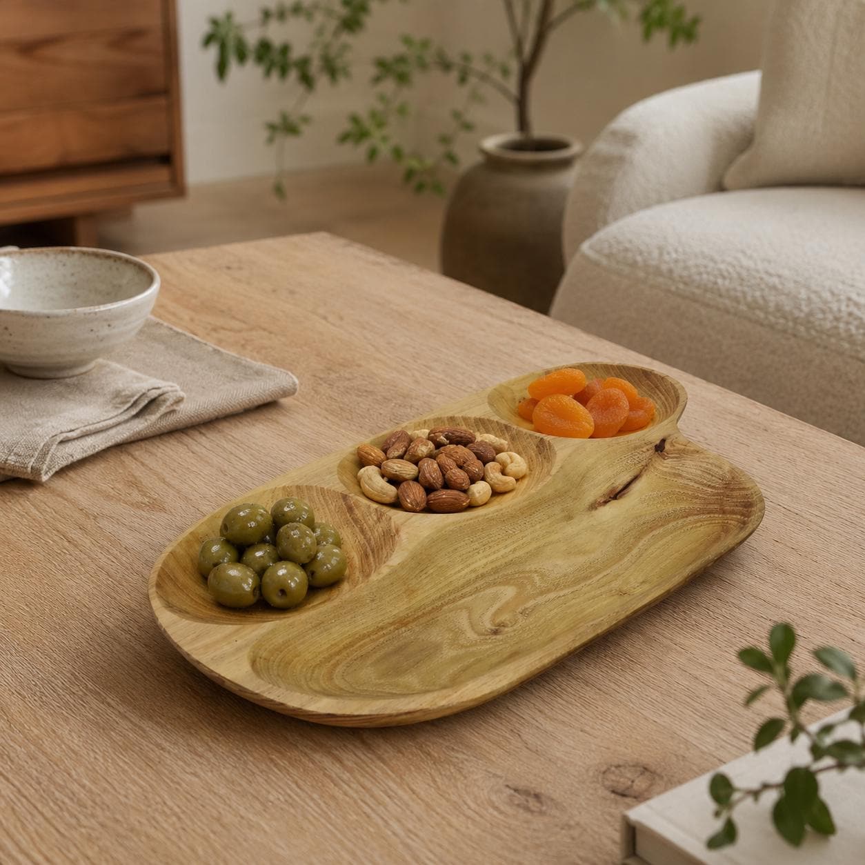 Handmade Wooden Bowls: Fruit or Salad Plate, Serving Platter, Rustic Decor