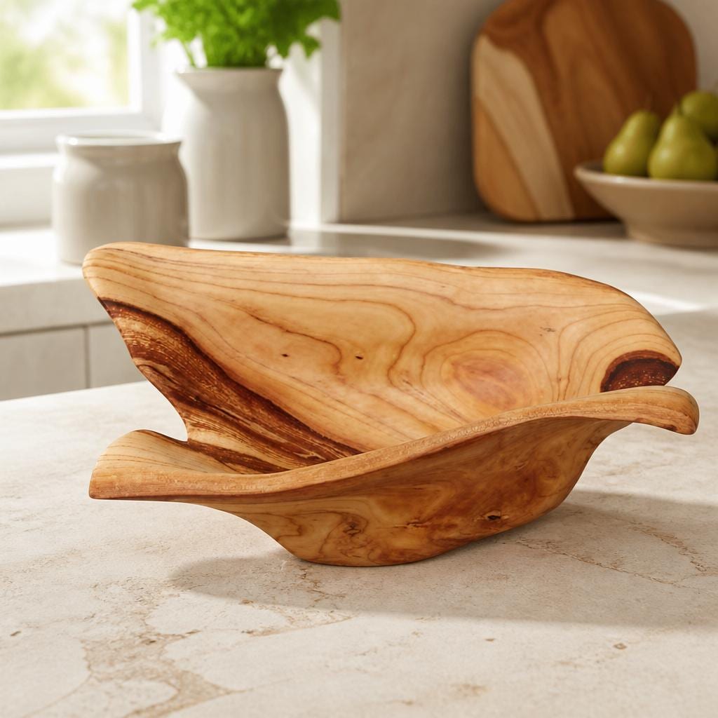 Handmade Wooden Bowl: Rustic Acacia, Mulberry Wood. Fruit Bowl, Trinket Dish